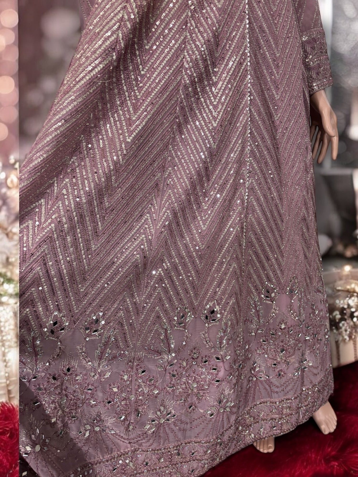 Traditional Designer Gown Set with Pant and Dupatta – Ethnic Wear for Women-09 - Saree Ghor Charlotte