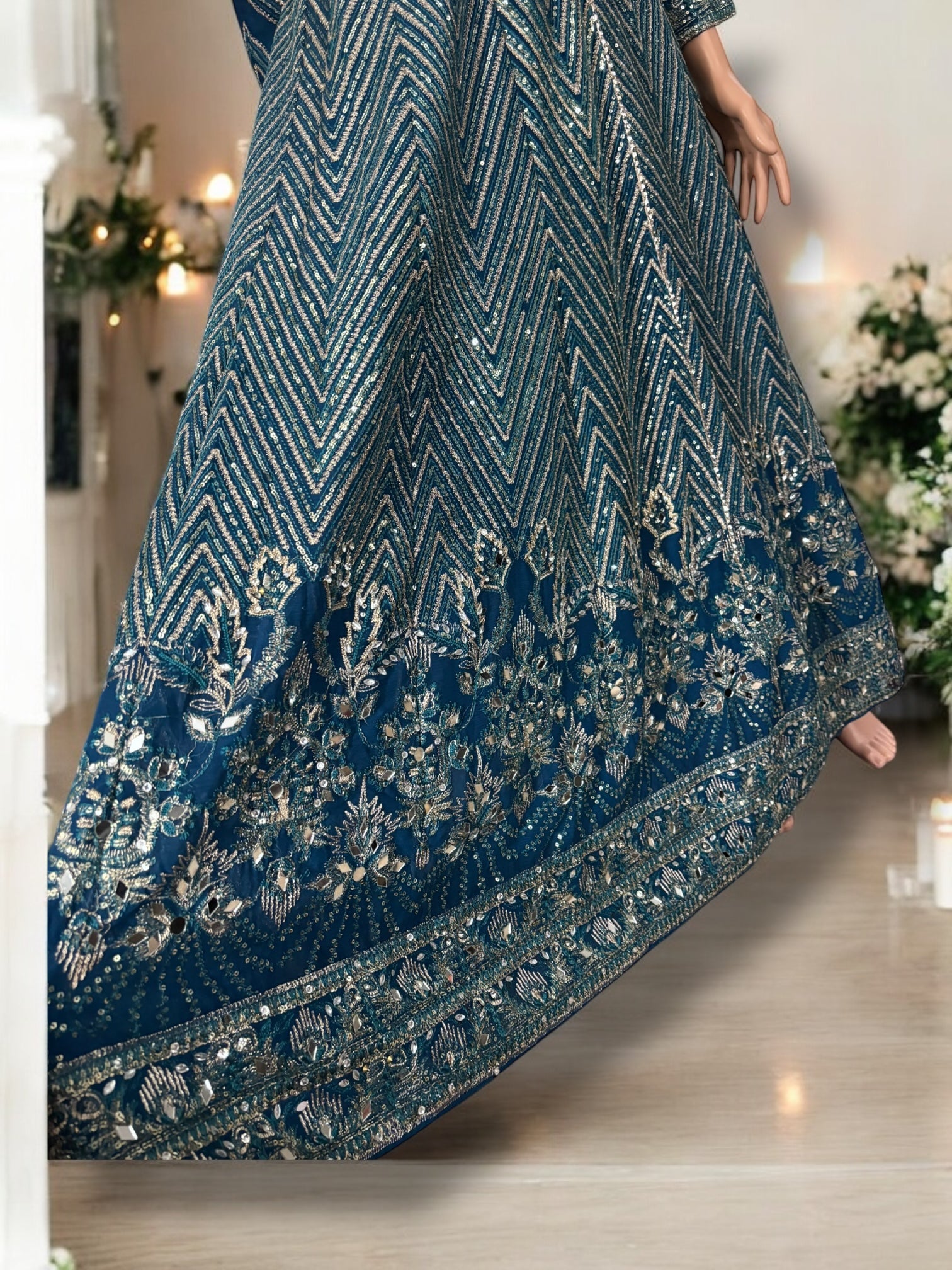 Traditional designer Gown set with matching pants and dupatta, Saree Ghor Charlotte ethnic wear for women in elegant style.