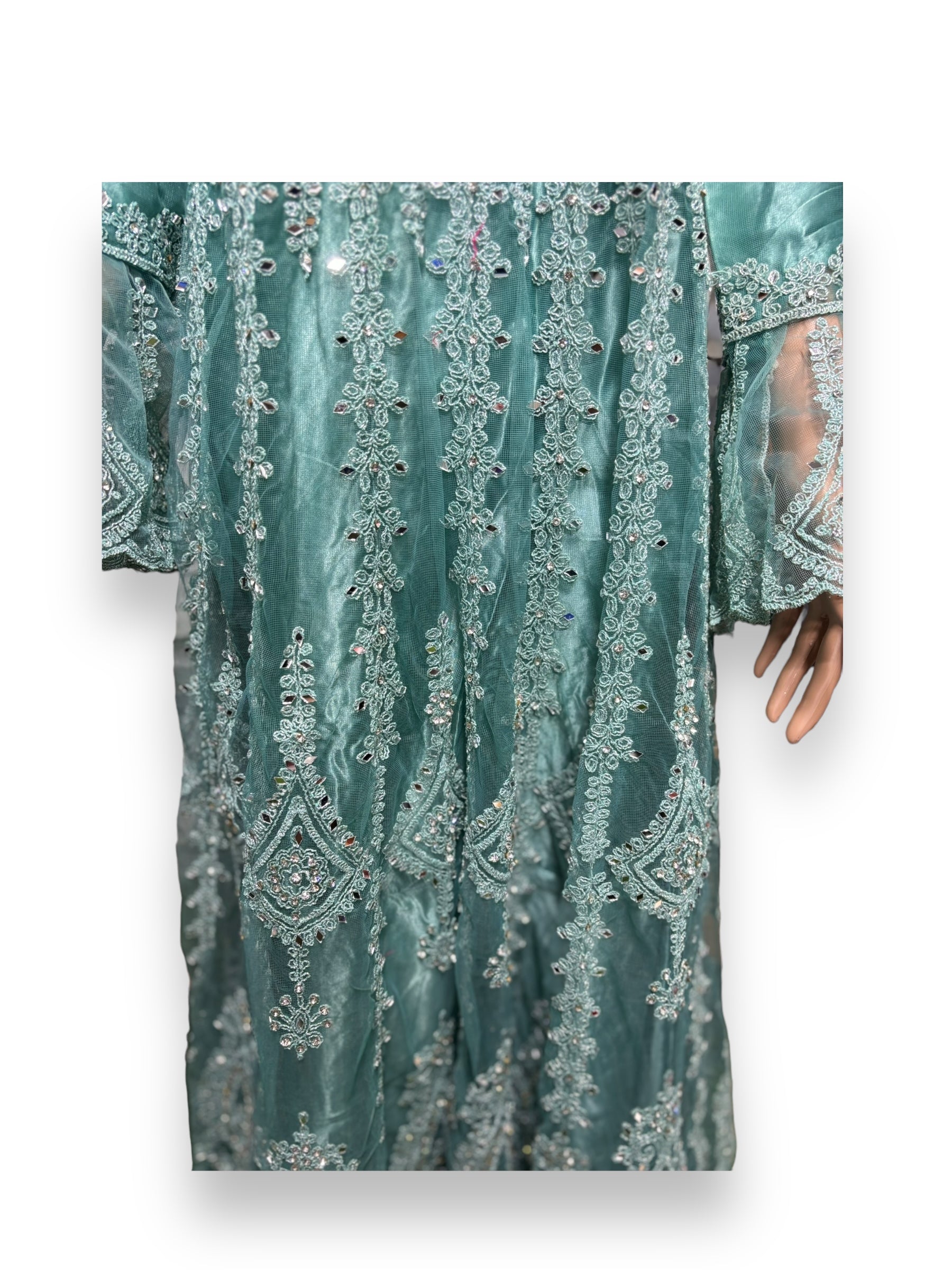 Traditional designer maxi gown by Saree Ghor Charlotte, elegant ethnic salwar kameez for women with intricate patterns.