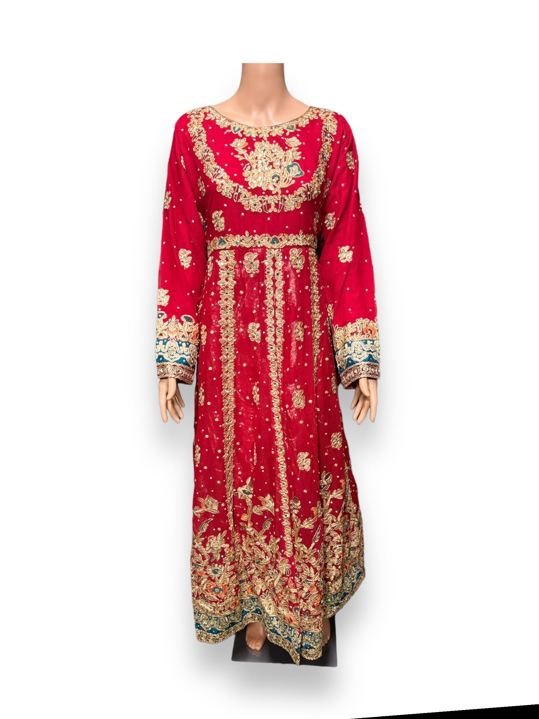 Traditional Designer Maxi Gown by Saree Ghor Charlotte, elegant ethnic Salwar Kameez for women with intricate patterns and vibrant colors.
