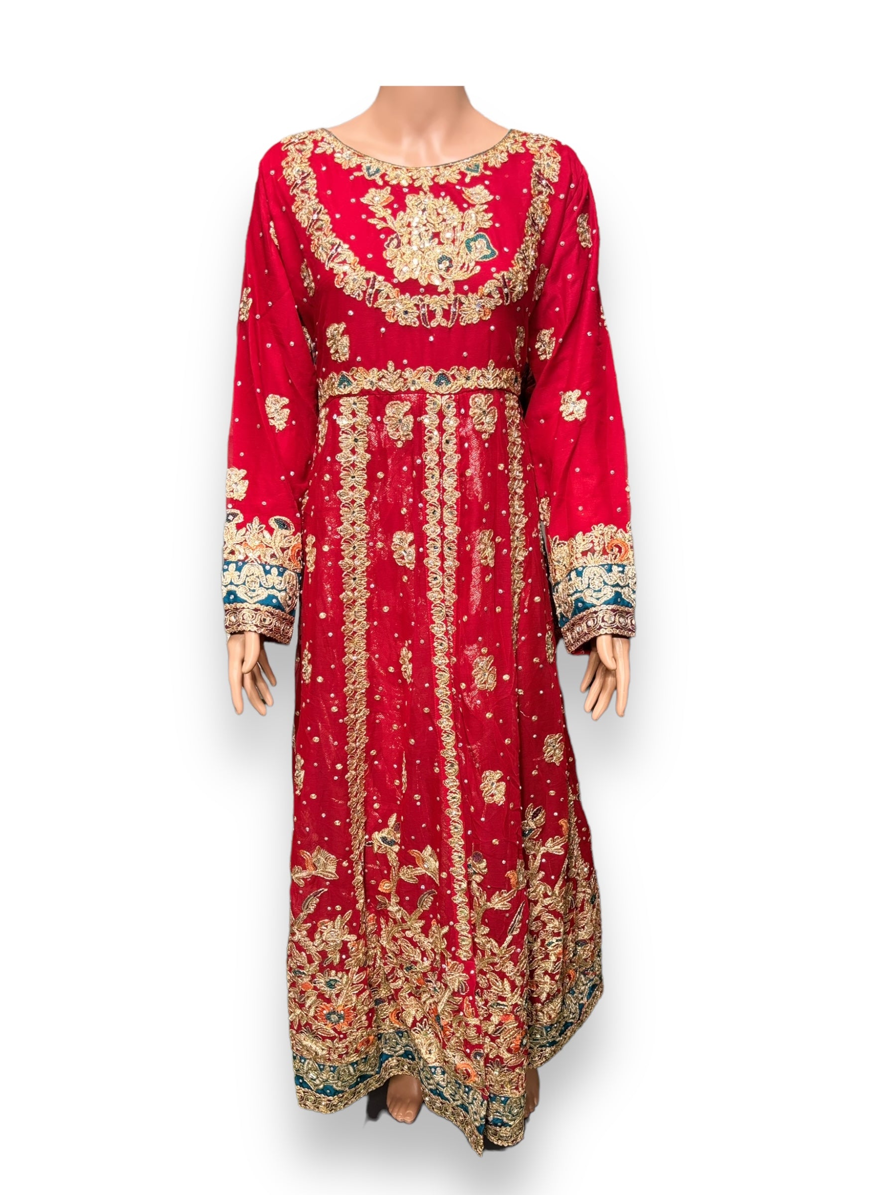 Traditional designer maxi gown, Saree Ghor Charlotte, ethnic salwar kameez for women, elegant cultural wear with intricate details.