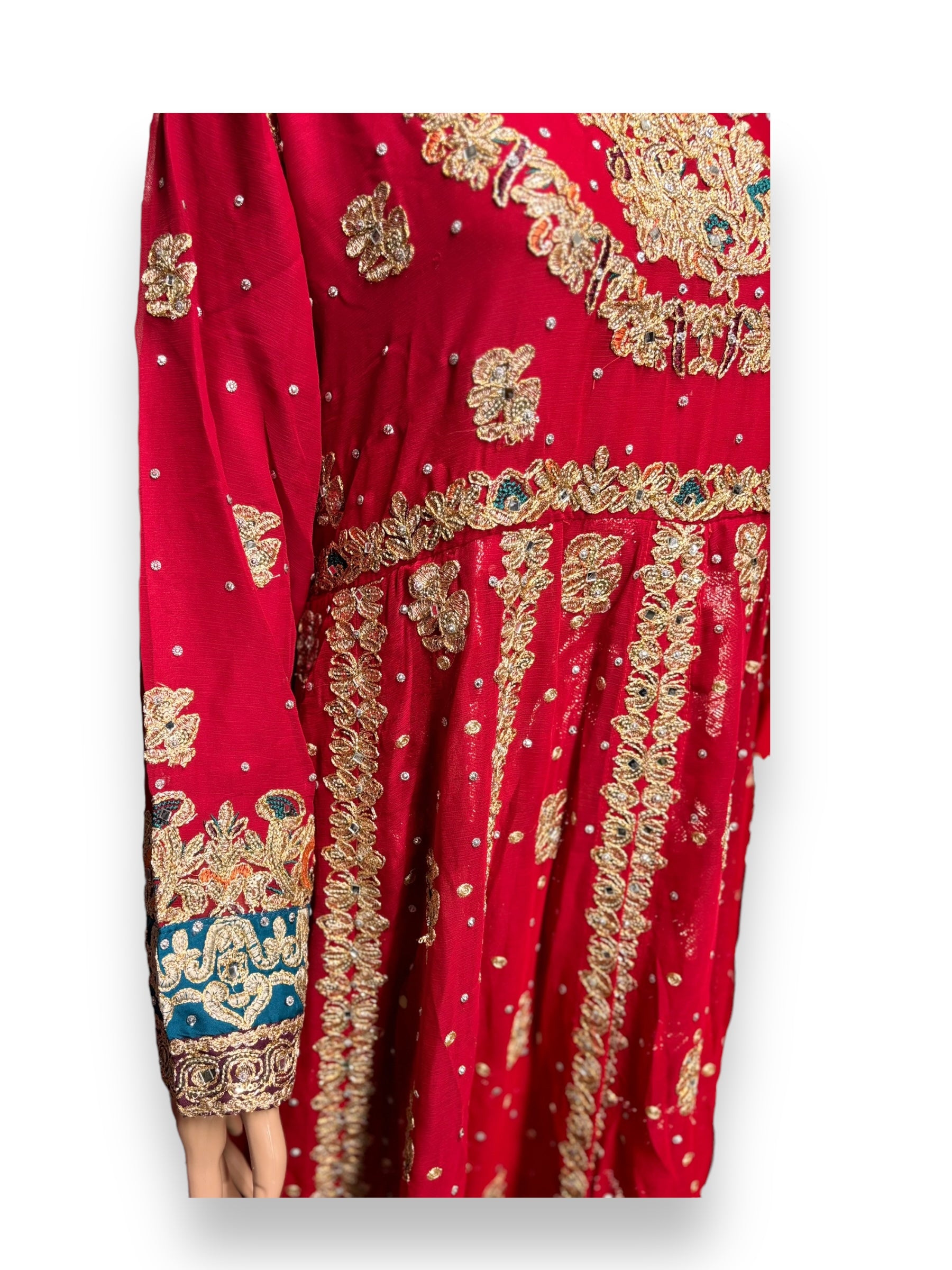 Traditional designer maxi gown for women, Saree Ghor Charlotte ethnic salwar kameez with intricate patterns and vibrant colors.