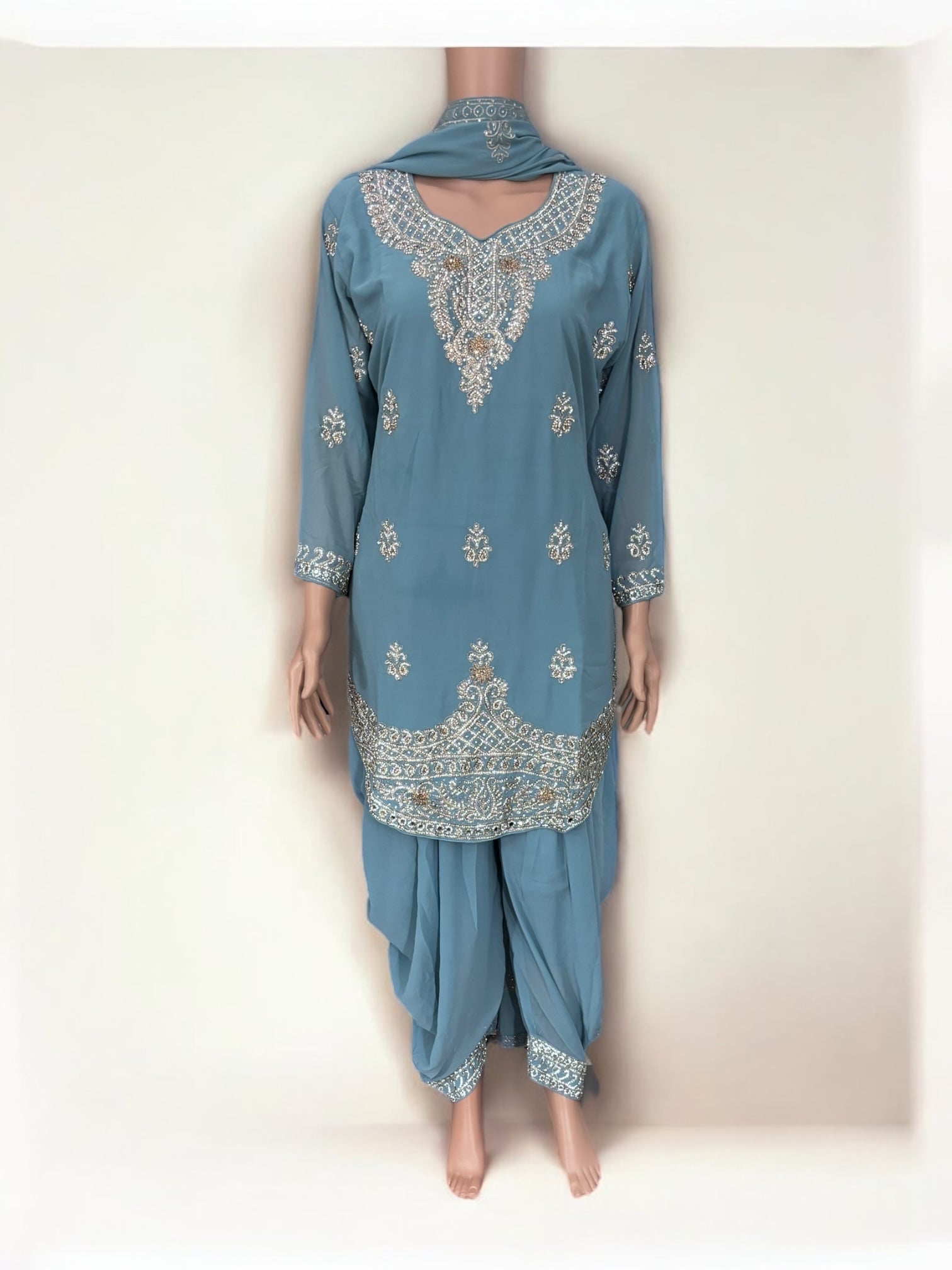 Traditional designer Patiala Dhuti Salwar Kameez suit for women showcasing vibrant ethnic wear by Saree Ghor Charlotte.