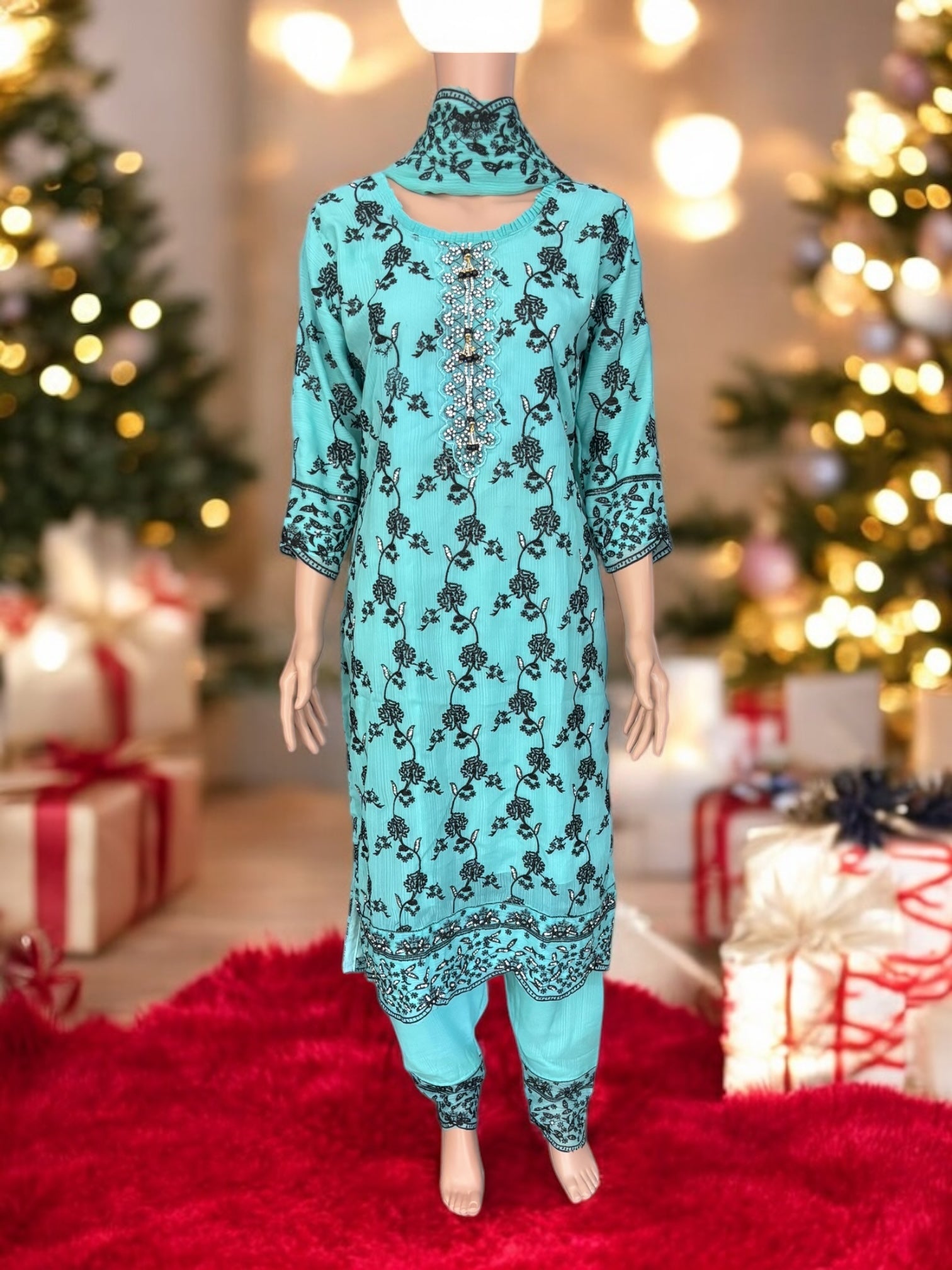 Traditional Saree Ghor Charlotte designer Salwar Kameez suit for women, featuring intricate ethnic embroidery and vibrant fabric.