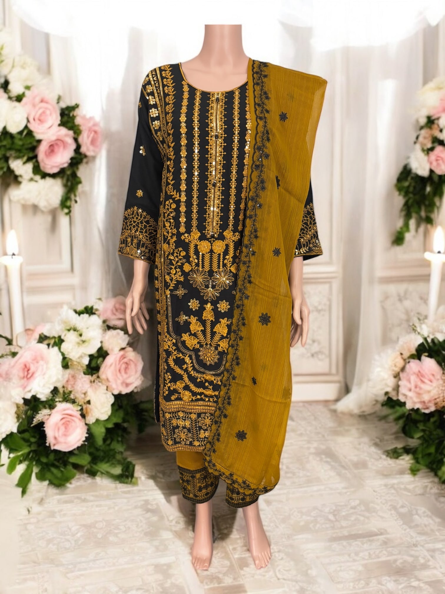 Traditional designer Salwar Kameez suit by Saree Ghor Charlotte featuring intricate ethnic embroidery for women.