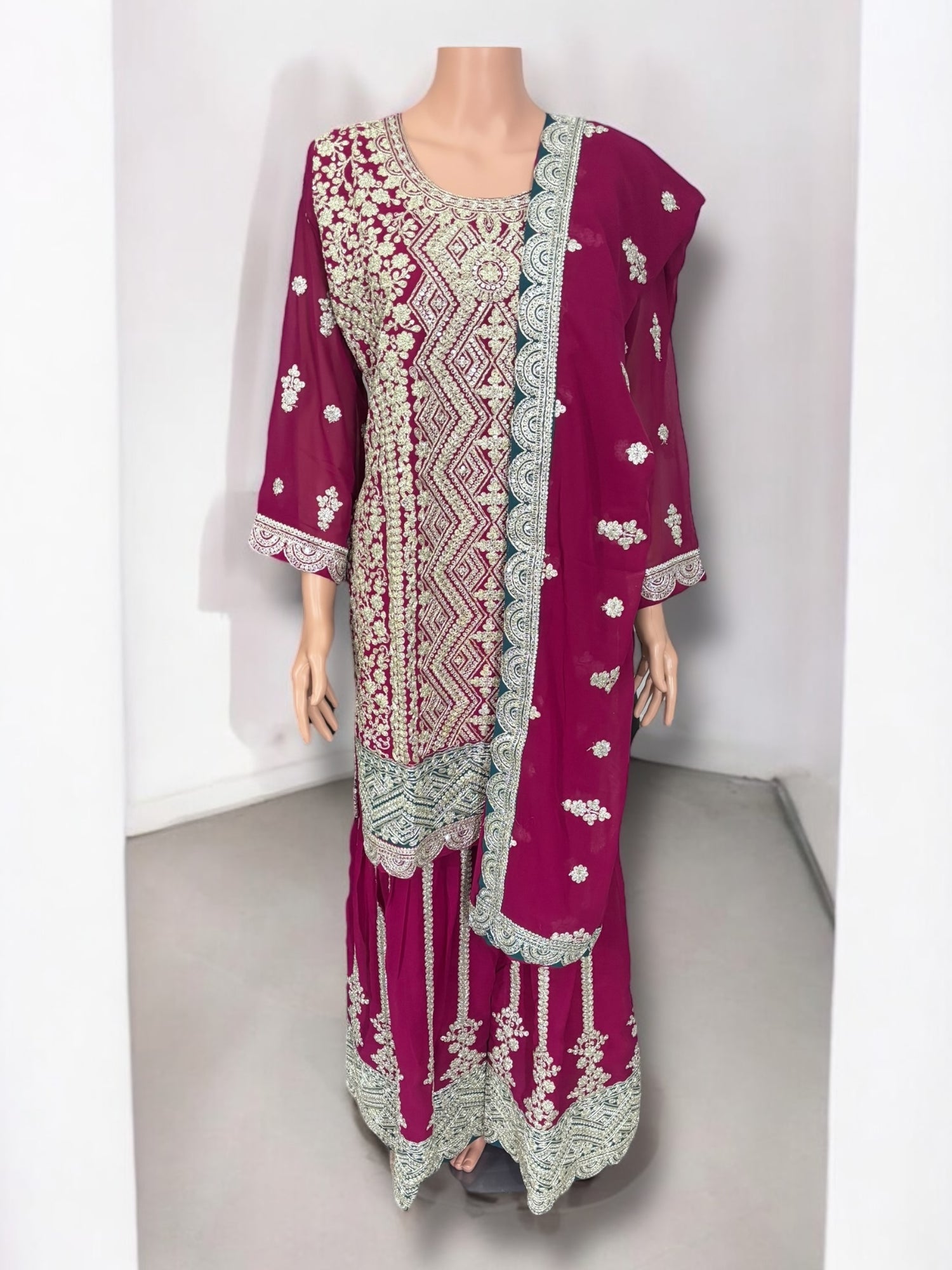 Traditional Designer Sharara Garara Salwar Kameez Suit - Ethnic Wear - 202 - Saree Ghor Charlotte