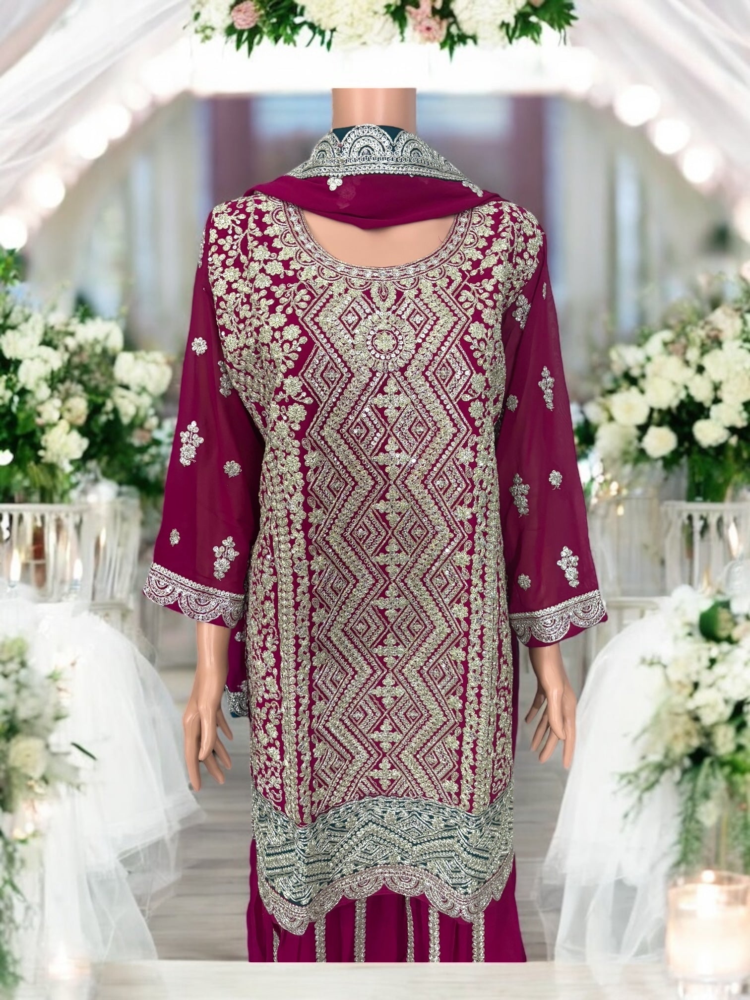 Traditional Designer Sharara Garara Salwar Kameez Suit, Cultural Wear, 202 40
