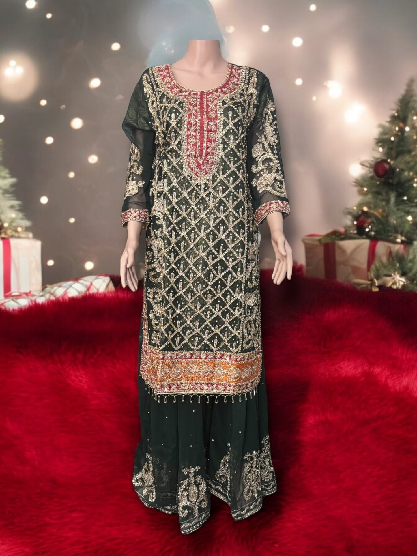 Traditional Designer Sharara Salwar Kameez Set – Ethnic Wear for Women-02 - Saree Ghor Charlotte