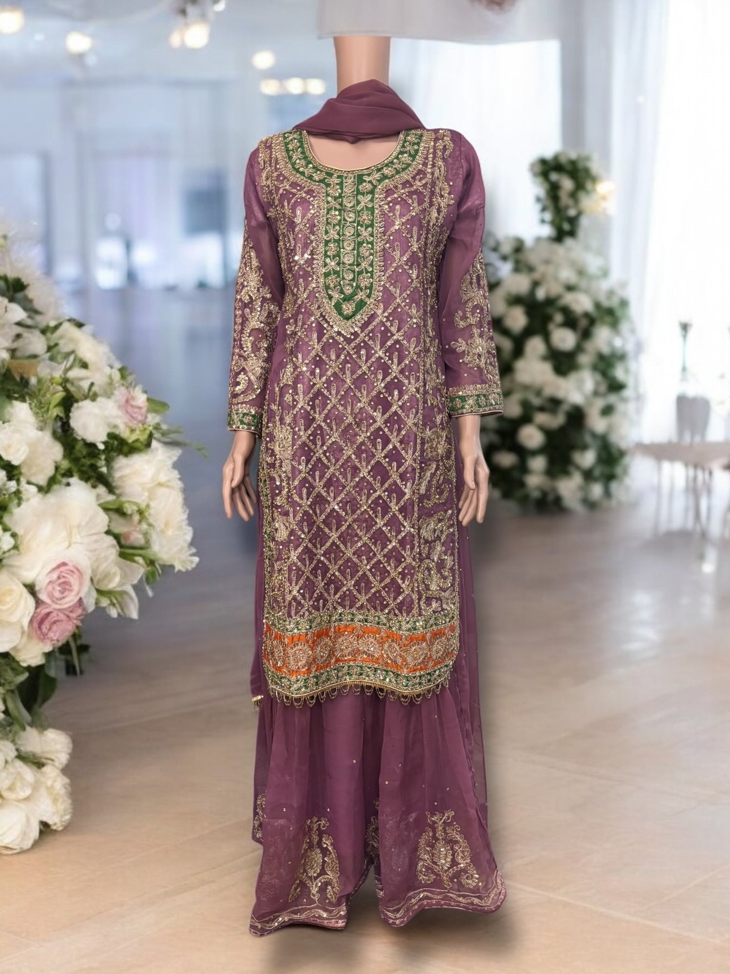 Traditional Designer Sharara Salwar Kameez Set – Ethnic Wear for Women-03 - Saree Ghor Charlotte