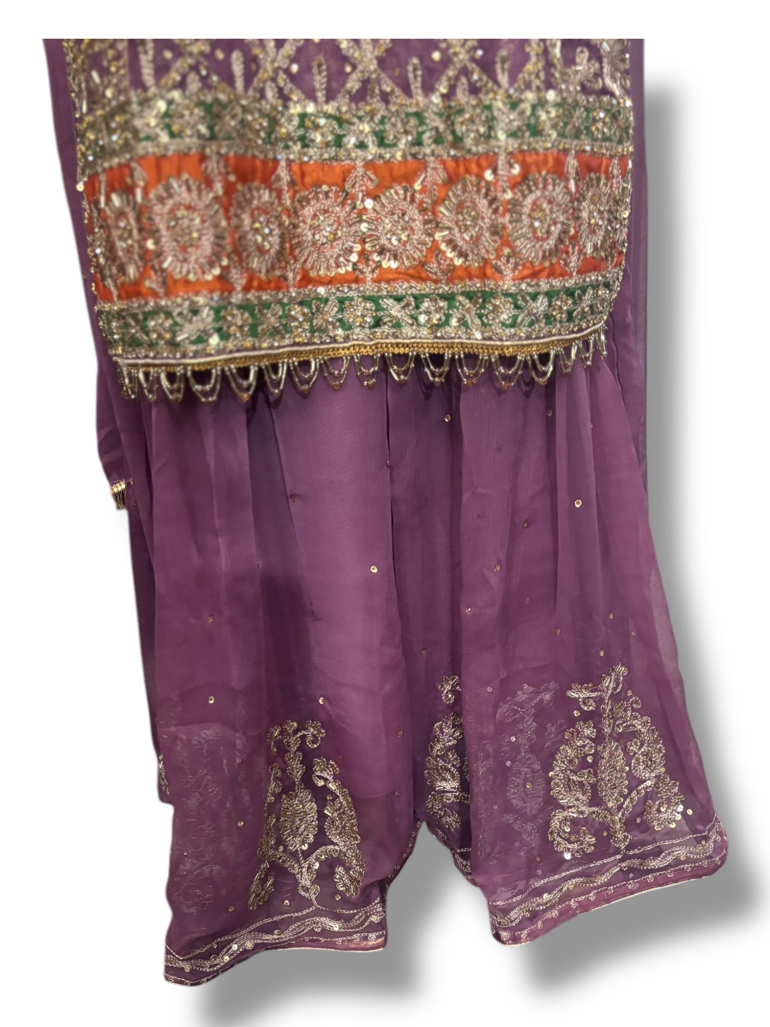 Traditional designer Sharara Salwar Kameez set by Saree Ghor Charlotte, ethnic women's casual and festive wear ensemble.