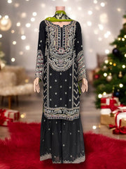 Traditional Designer Sharara Salwar Kameez Set by Saree Ghor Charlotte, elegant ethnic wear for women with intricate details.