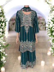Traditional Saree Ghor Charlotte Salwar Kameez suit with intricate embroidery, showcasing cultural ethnic wear and stylish design.
