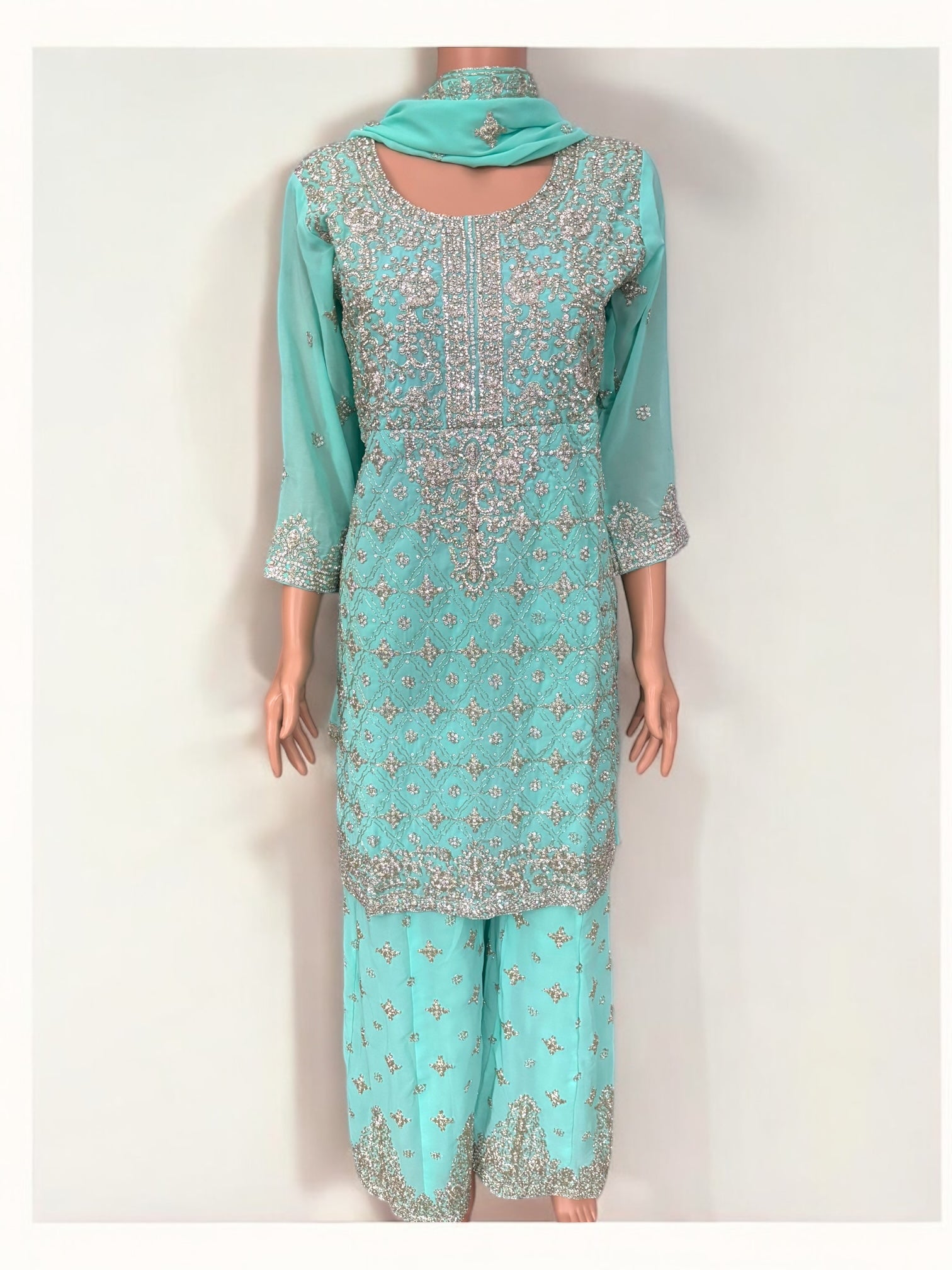 Traditional Saree Ghor Charlotte designer Sharara Salwar Kameez suit for women, showcasing intricate ethnic wear details.