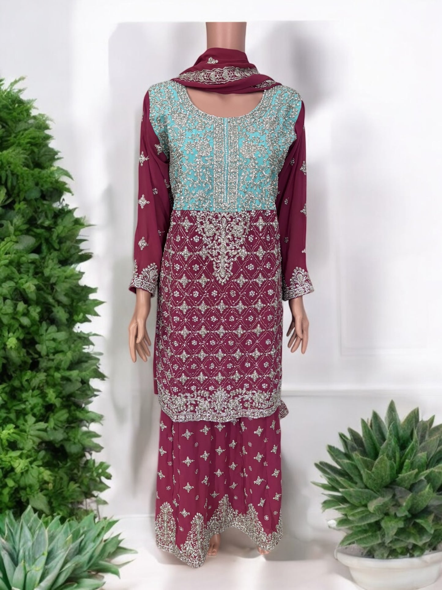 Traditional Designer Sharara Salwar Kameez Suit in Lehenga Style - Ethnic Wear for Women - 211 - Saree Ghor Charlotte