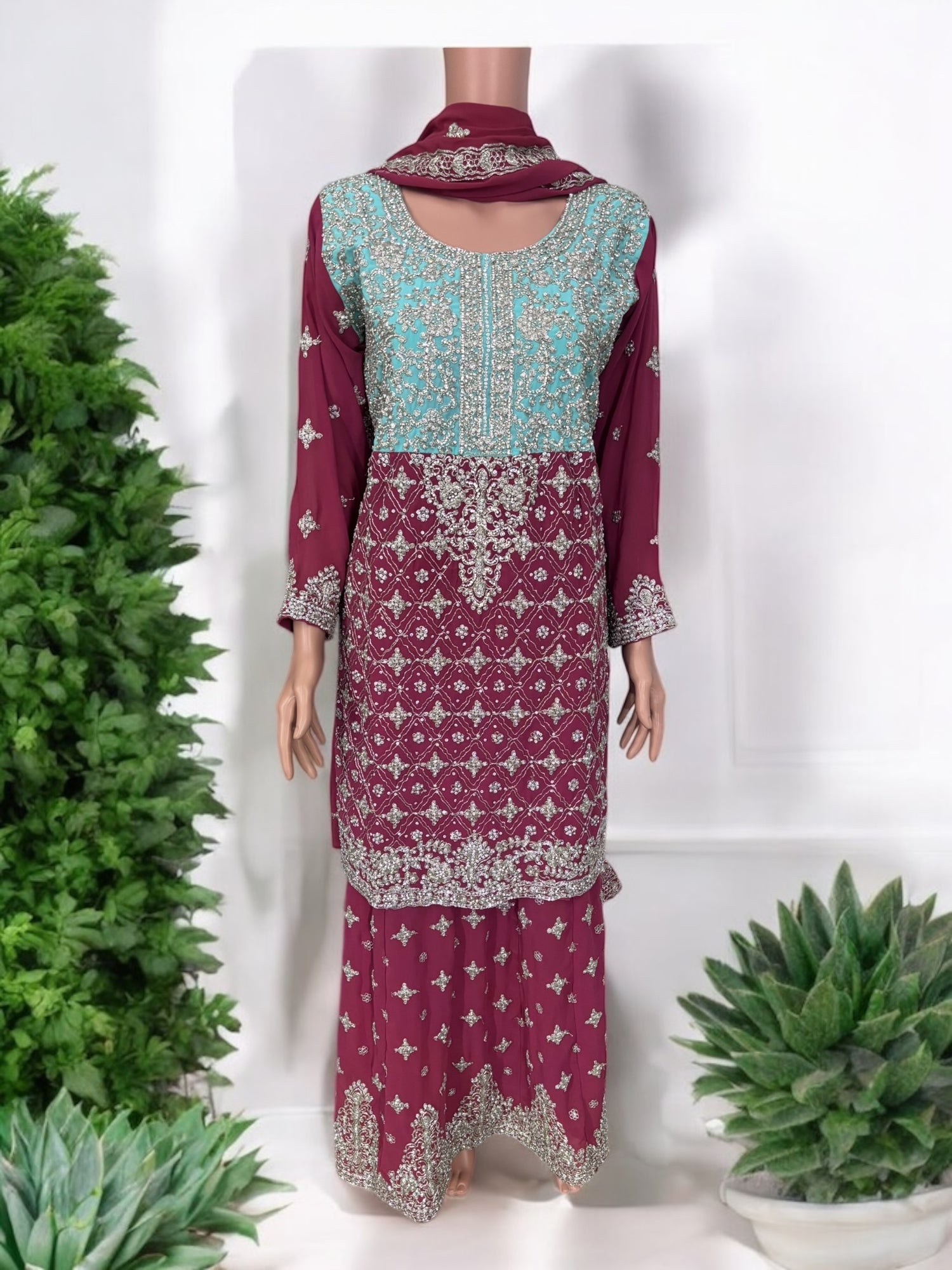 Traditional Designer Sharara Salwar Kameez Suit in Lehenga Style - Ethnic Wear for Women - 211 - Saree Ghor Charlotte