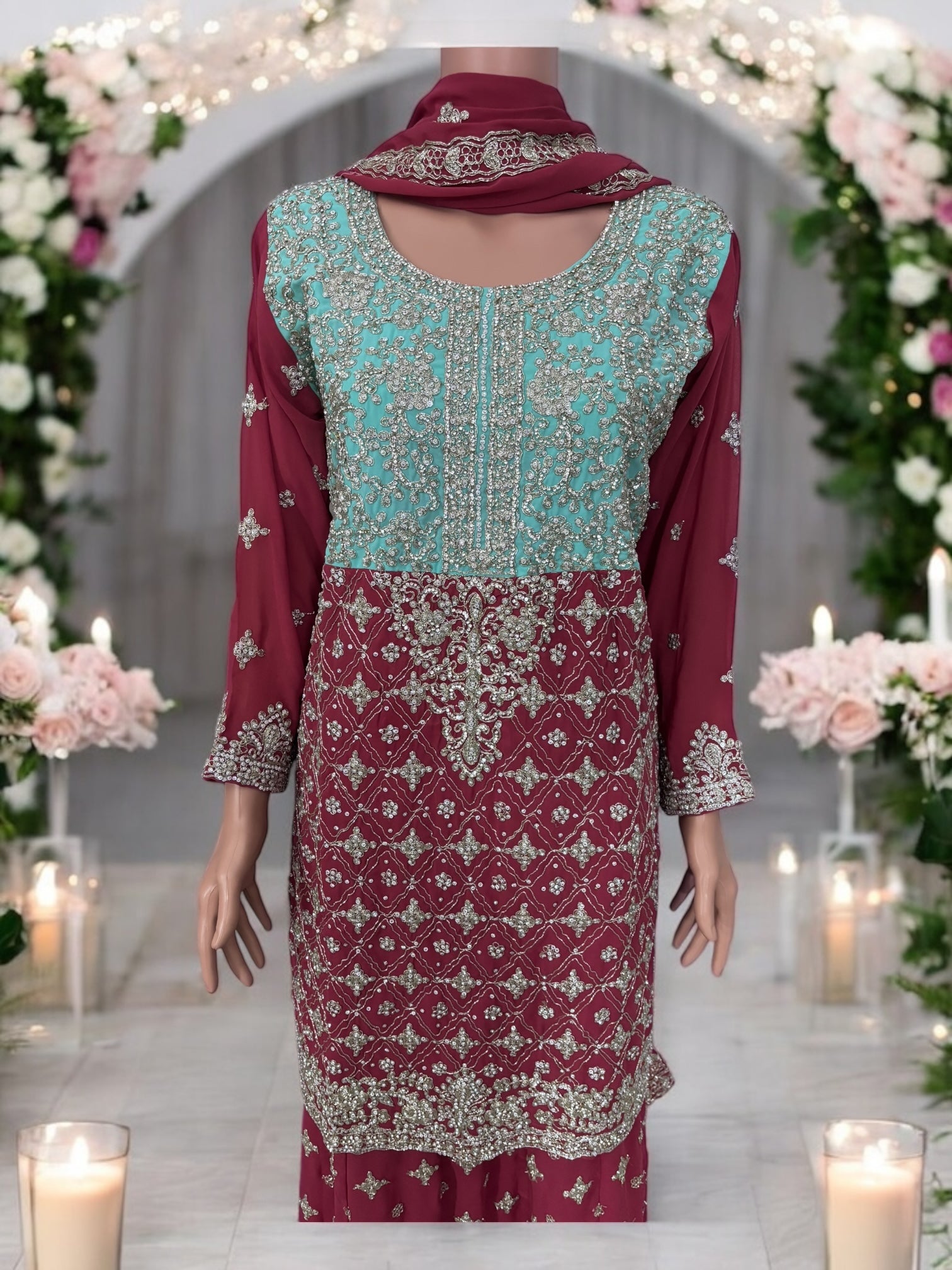 Traditional Saree Ghor Charlotte Sharara Salwar Kameez suit in lehenga style with intricate embroidery, ethnic wear for women.