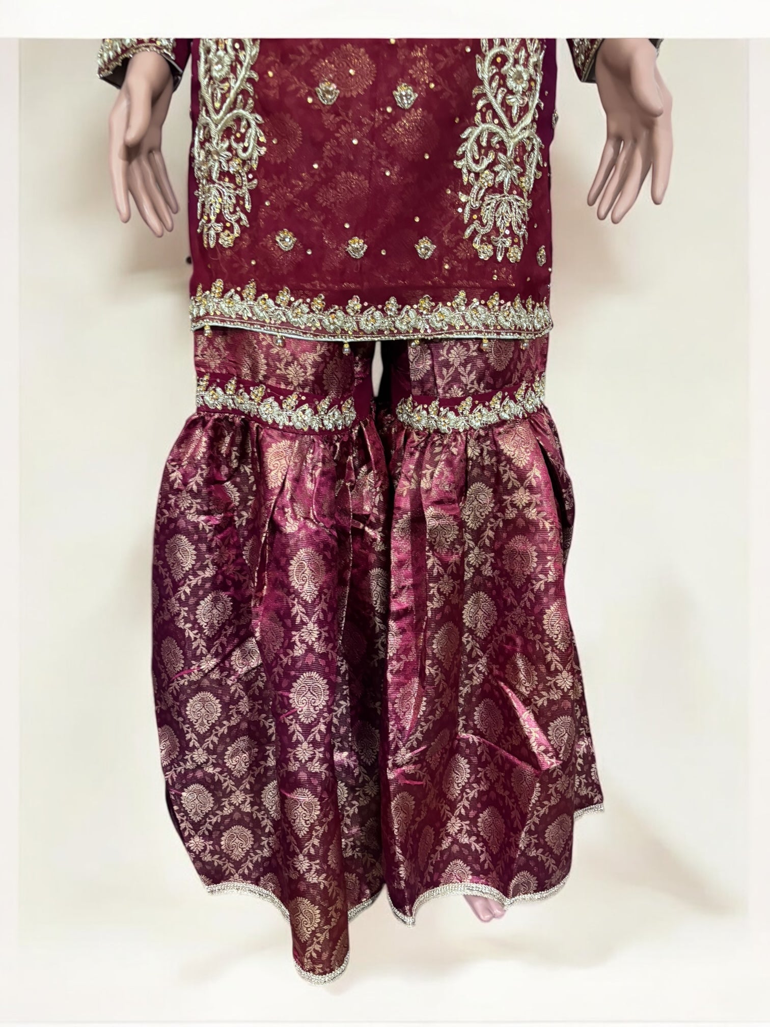 Traditional Garara Designer Salwar Kameez Suit by Saree Ghor Charlotte, vibrant ethnic wear for women showing intricate embroidery.