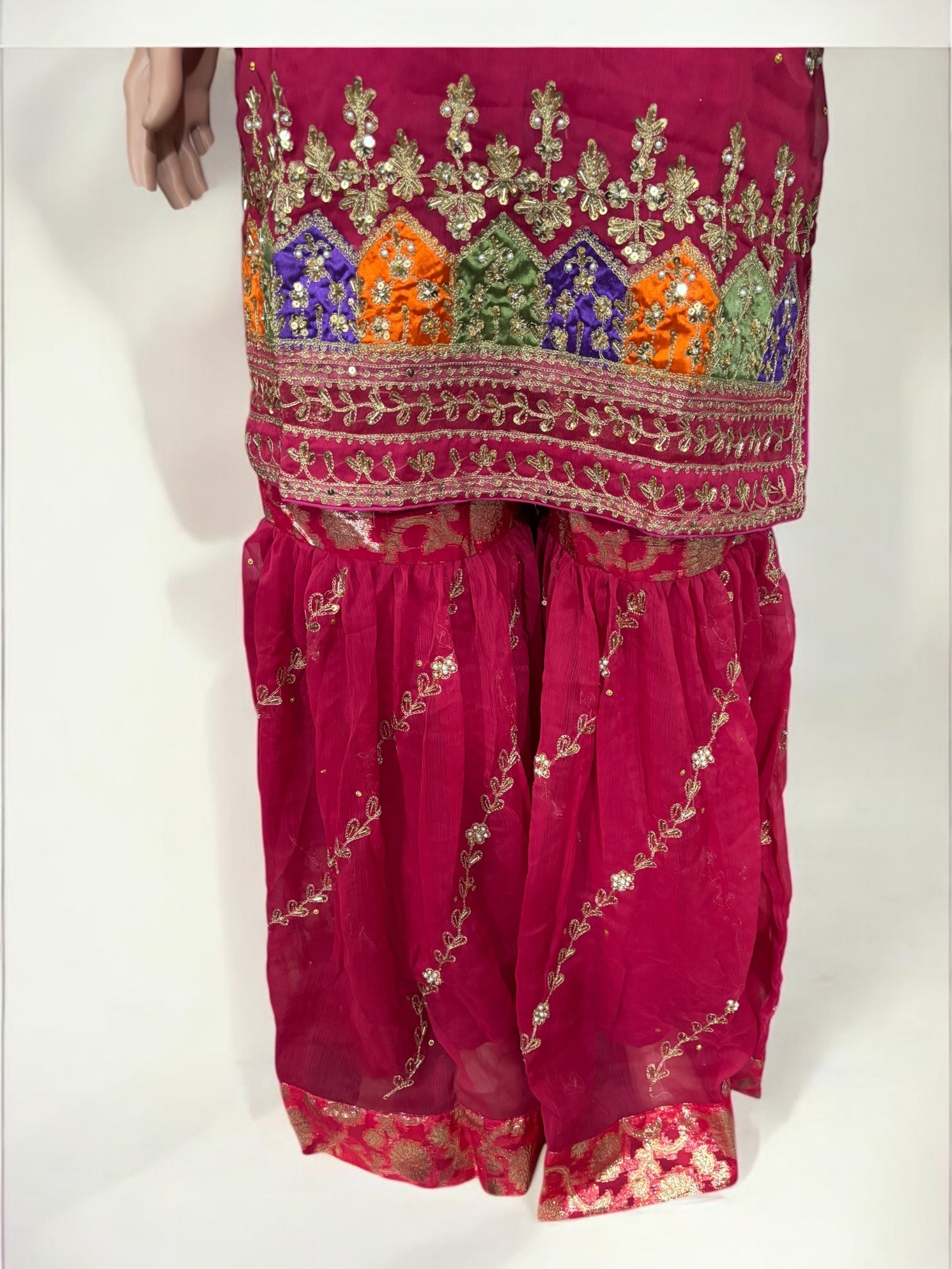 Traditional Garara Salwar Kameez by Saree Ghor Charlotte, elegant ethnic wear for women featuring intricate designer embroidery.
