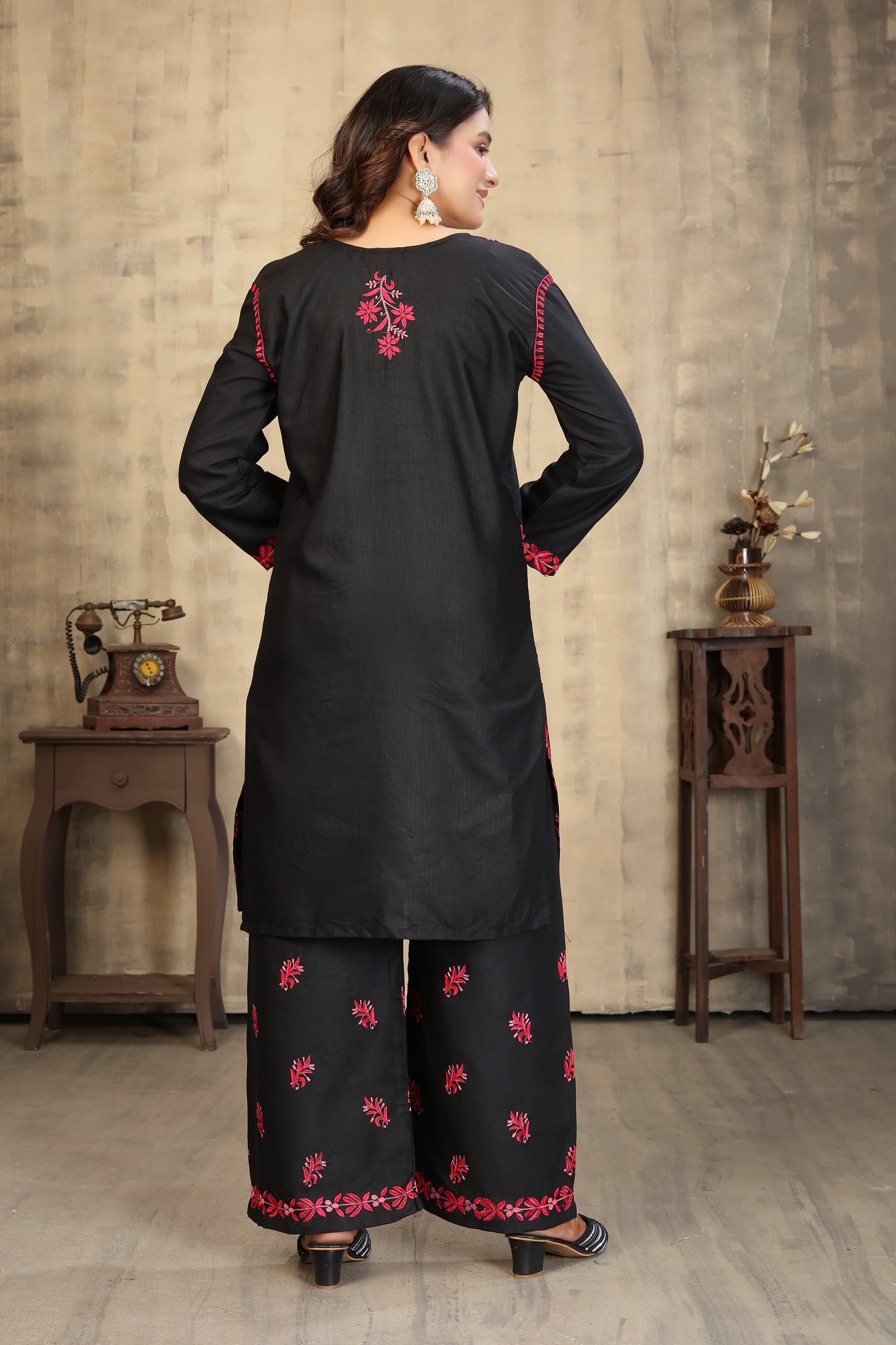 Traditional Kurti set by Saree Ghor Charlotte featuring a colorful salwar kameez for women, ethnic wear with intricate patterns.