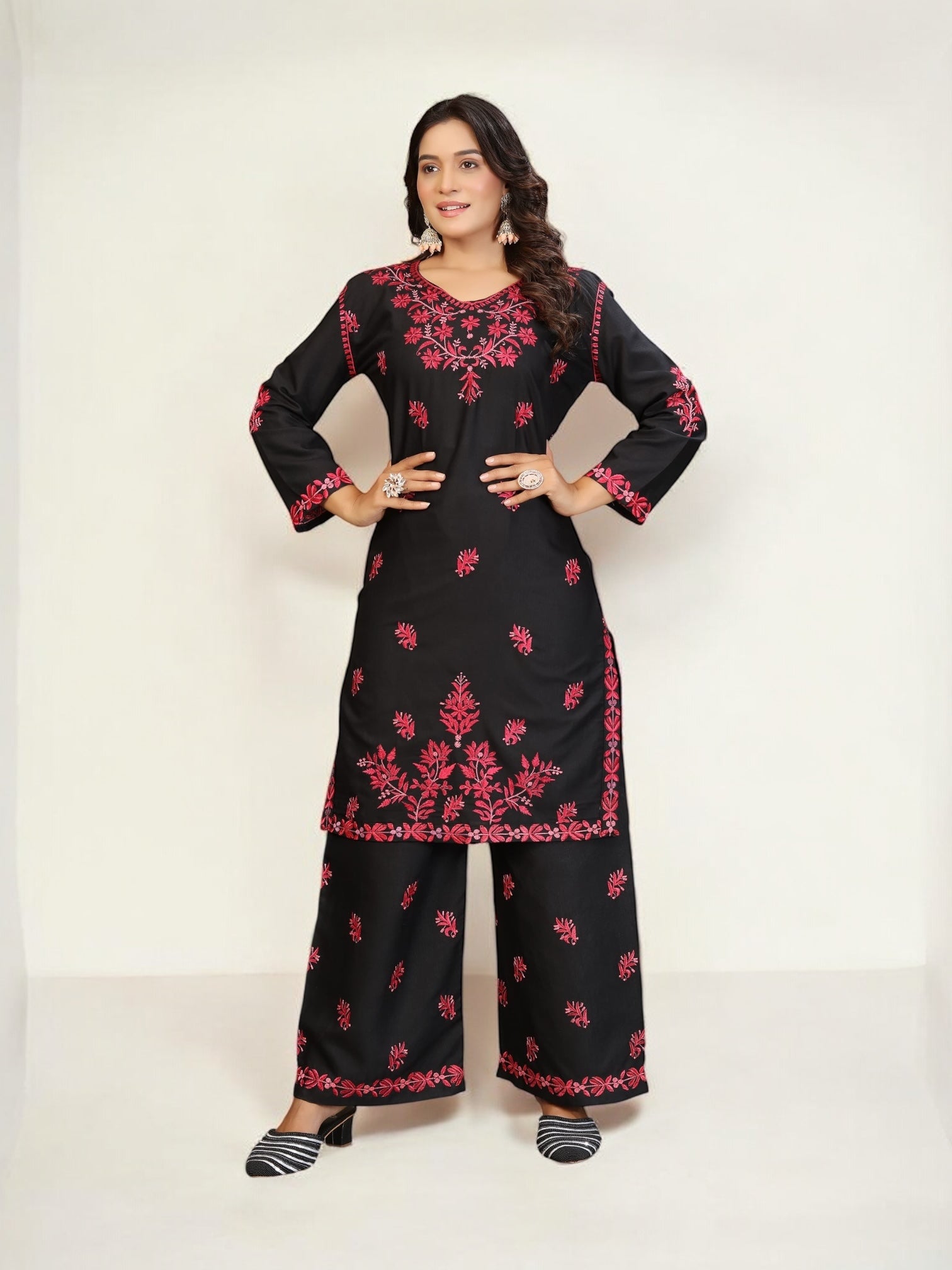 Traditional Kurti set with matching salwar for women by Saree Ghor Charlotte, ethnic wear, vibrant and elegant for cultural occasions.