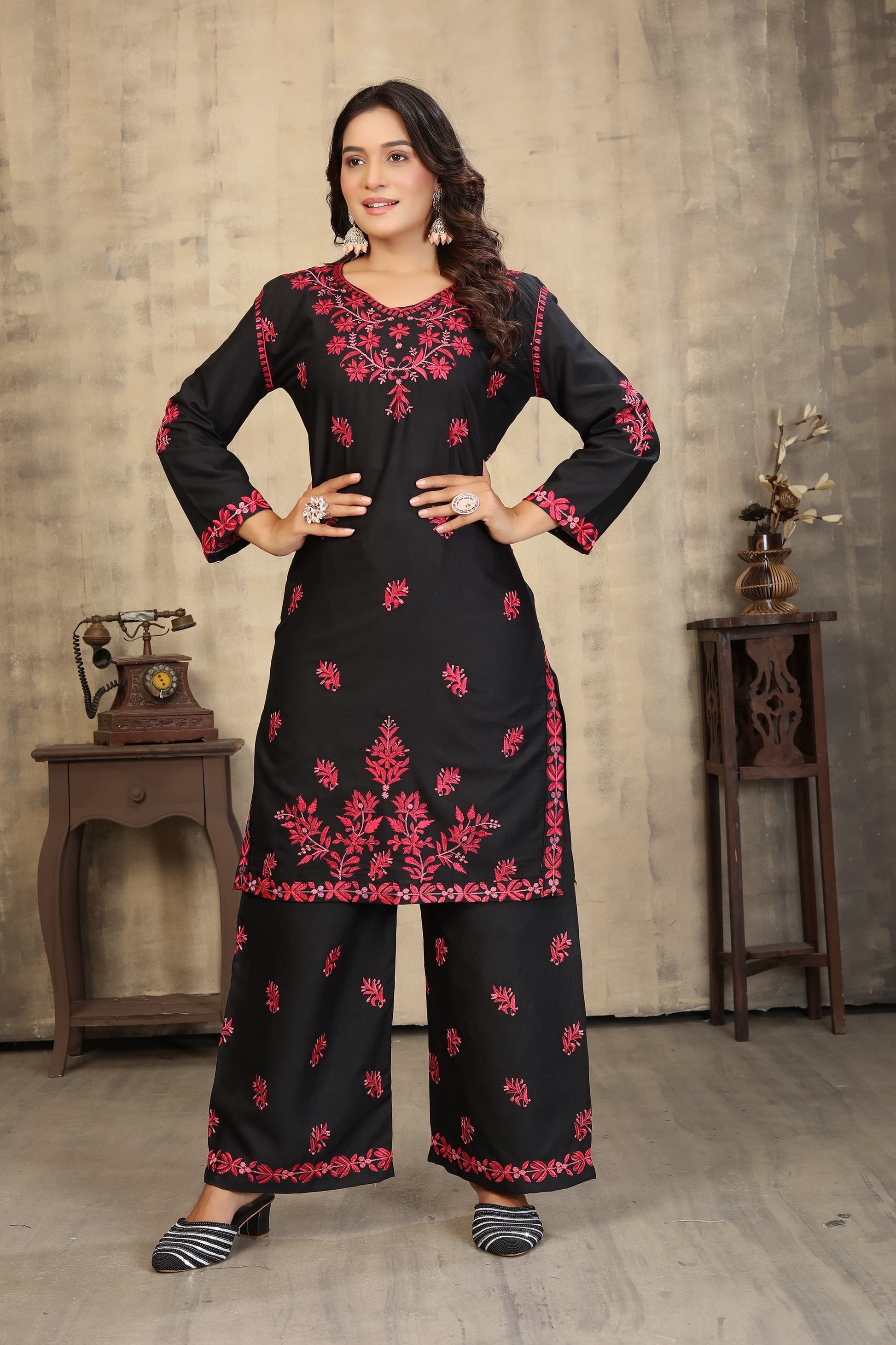 Traditional Kurti set by Saree Ghor Charlotte, ethnic salwar kameez for women with intricate design and vibrant fabric.