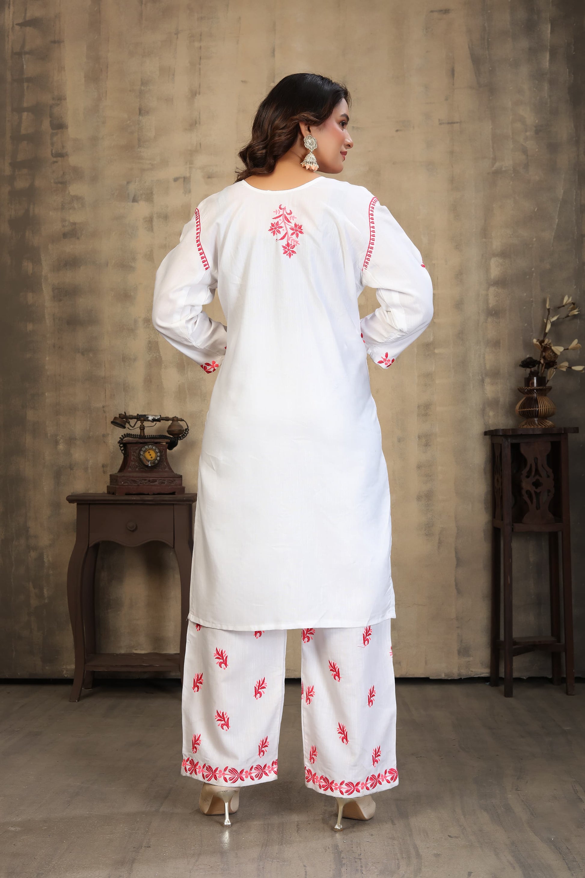 Traditional Kurti set by Saree Ghor Charlotte, ethnic women's salwar kameez with intricate patterns and vibrant colors.
