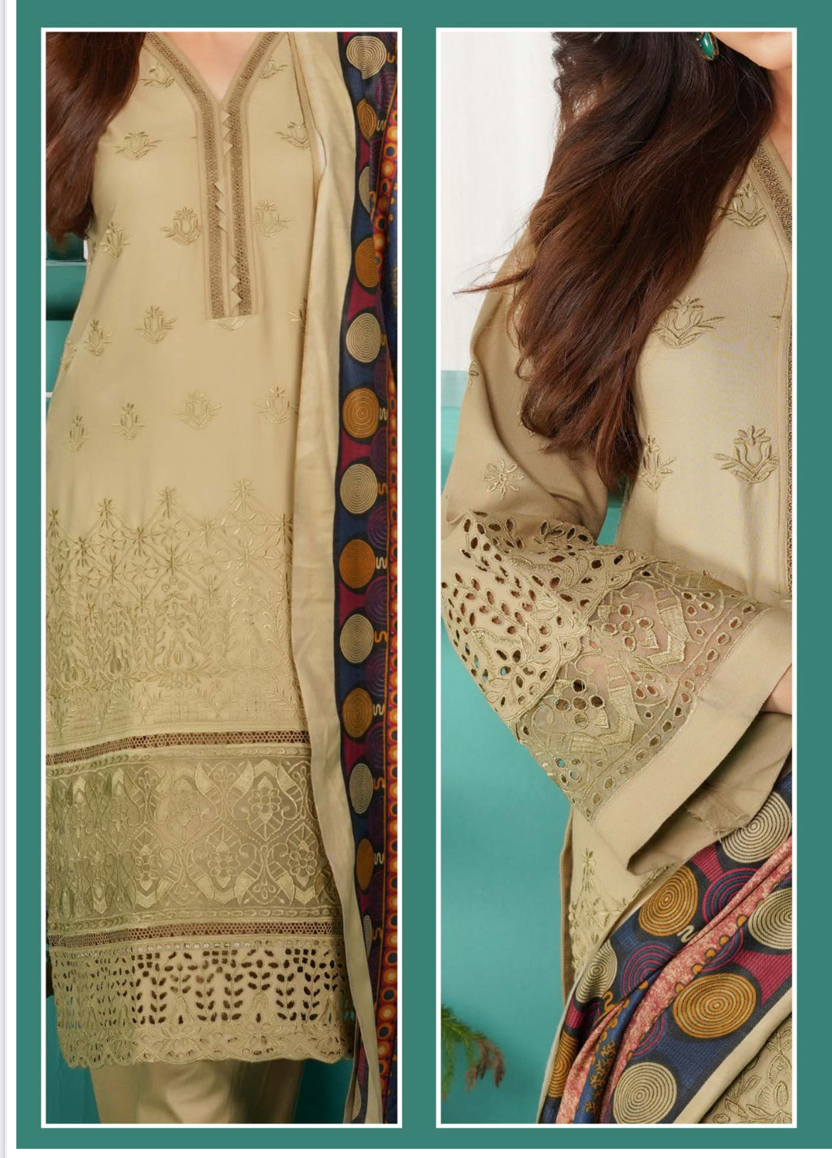 Traditional Pakistani Salwar Kameez by Saree Ghor Charlotte, featuring intricate embroidery and vibrant fabric for women.