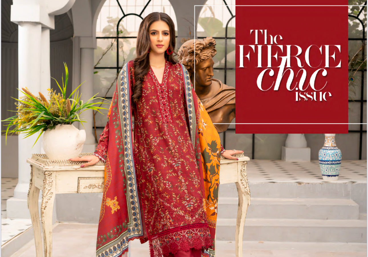 Traditional Pakistani Salwar Kameez by Saree Ghor Charlotte, showcasing vibrant ethnic wear for women with intricate patterns and fabric details.