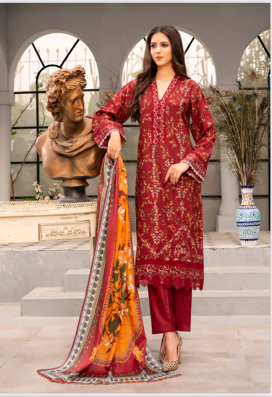 Traditional Pakistani Salwar Kameez by Saree Ghor Charlotte, ethnic wear for women, featuring vibrant fabric and intricate design details.