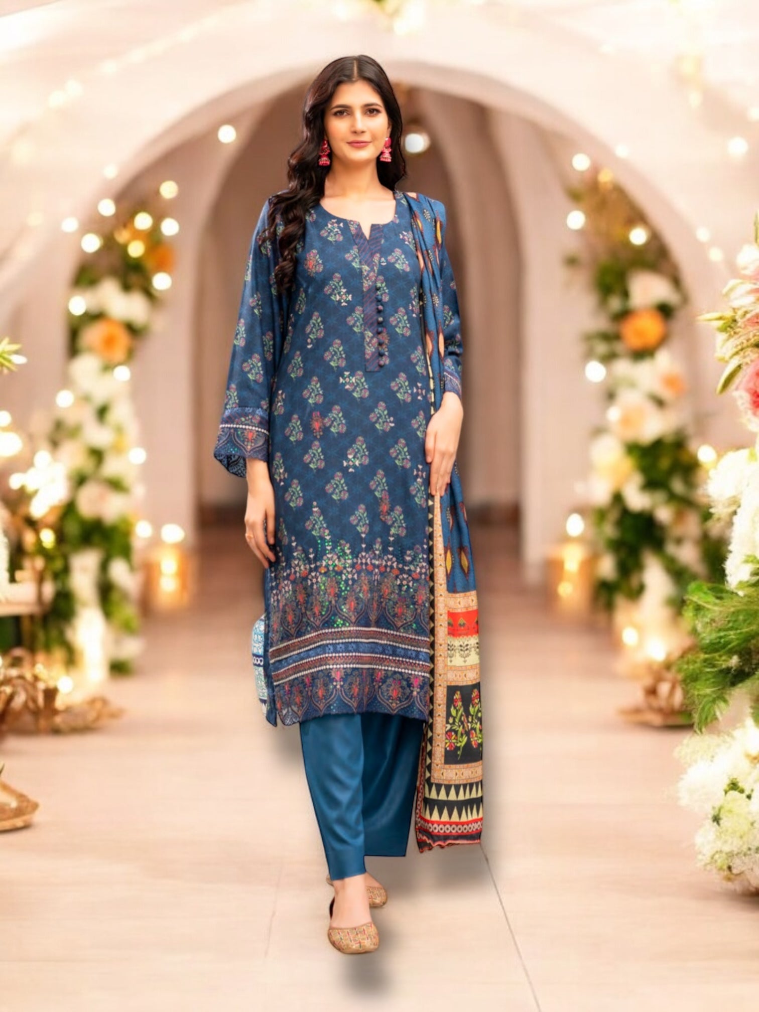 Traditional Pakistani Salwar Kameez by Saree Ghor Charlotte, vibrant ethnic wear for women with intricate designs and colorful fabric.