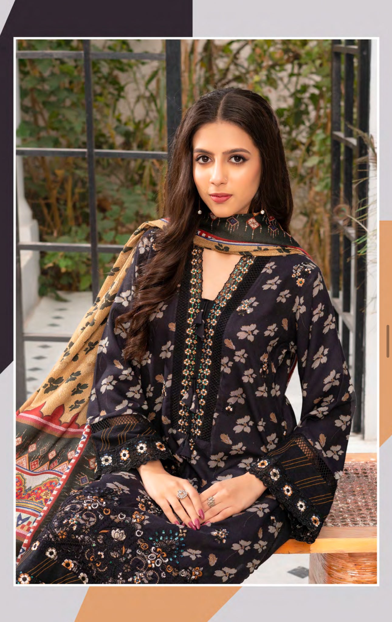 Traditional Pakistani Salwar Kameez by Saree Ghor Charlotte, featuring vibrant ethnic wear for women with intricate design details.