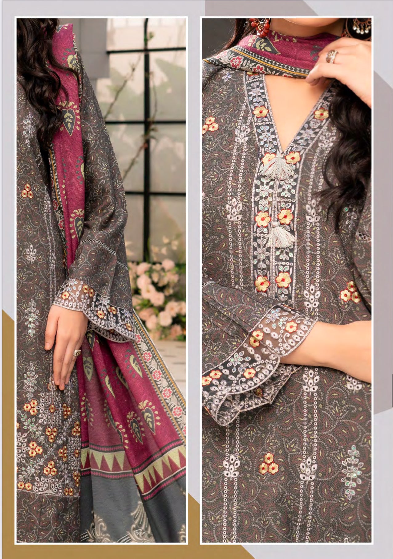 Traditional Pakistani Salwar Kameez by Saree Ghor Charlotte, ethnic wear for women, featuring vibrant fabric and intricate embroidery.