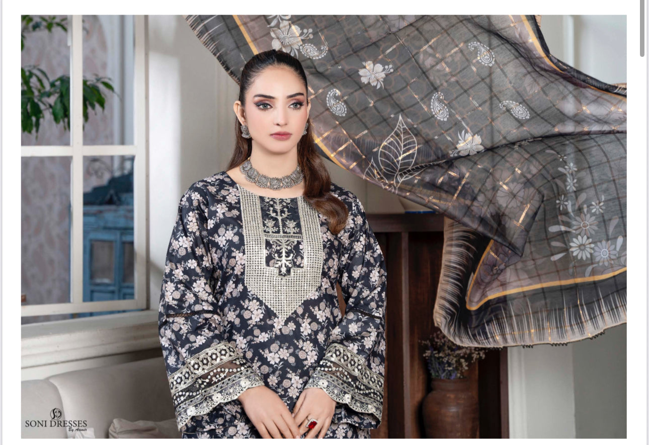 Traditional Pakistani Salwar Kameez by Saree Ghor Charlotte featuring intricate embroidery and vibrant fabric for women.