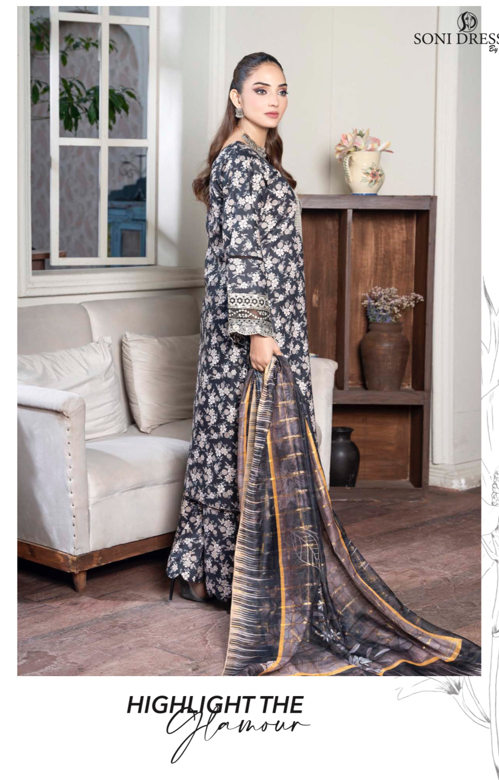 Traditional Pakistani Salwar Kameez by Saree Ghor Charlotte, featuring vibrant ethnic wear for women with intricate design details.