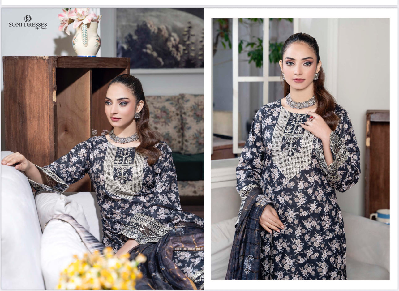 Traditional Pakistani Salwar Kameez by Saree Ghor Charlotte, featuring vibrant ethnic wear with intricate patterns for women.