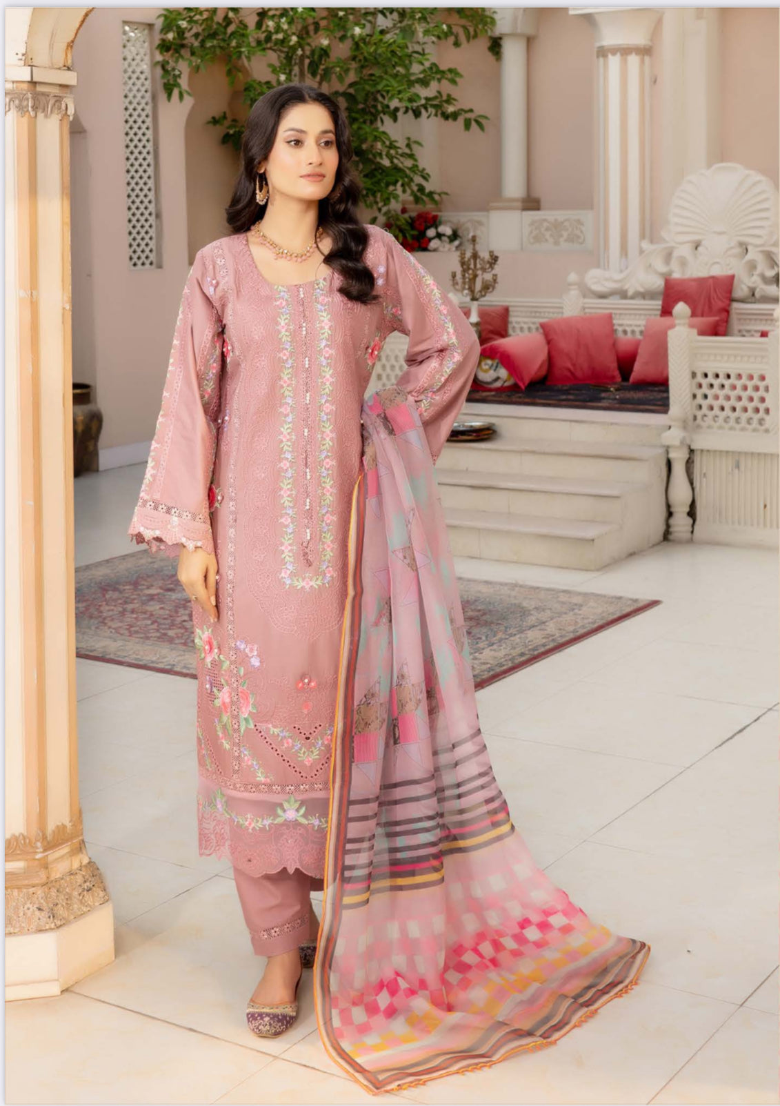 Traditional Pakistani Salwar Kameez by Saree Ghor Charlotte, ethnic wear for women, featuring vibrant fabric and intricate design.