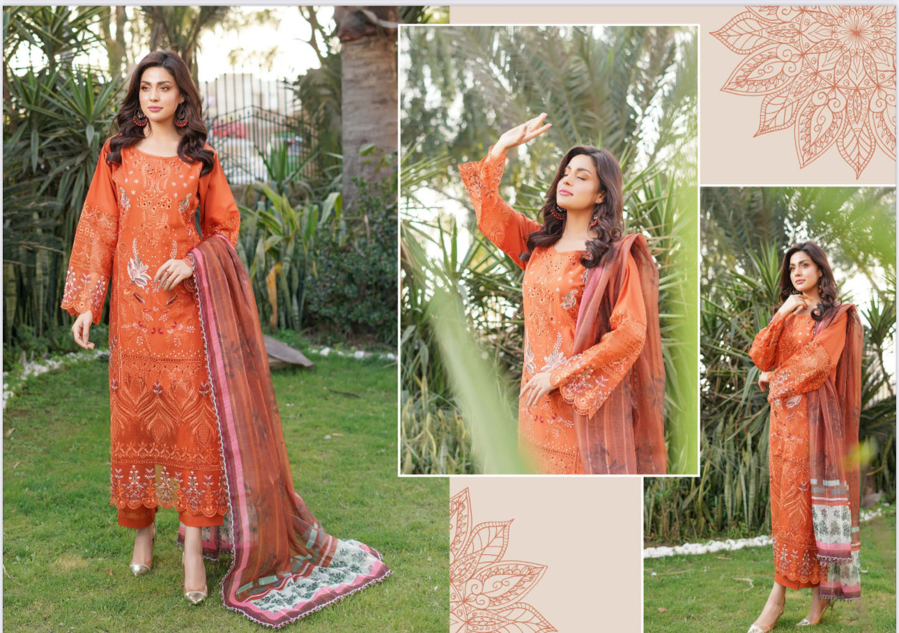 Traditional Pakistani Salwar Kameez by Saree Ghor Charlotte, featuring vibrant ethnic wear for women with intricate patterns.