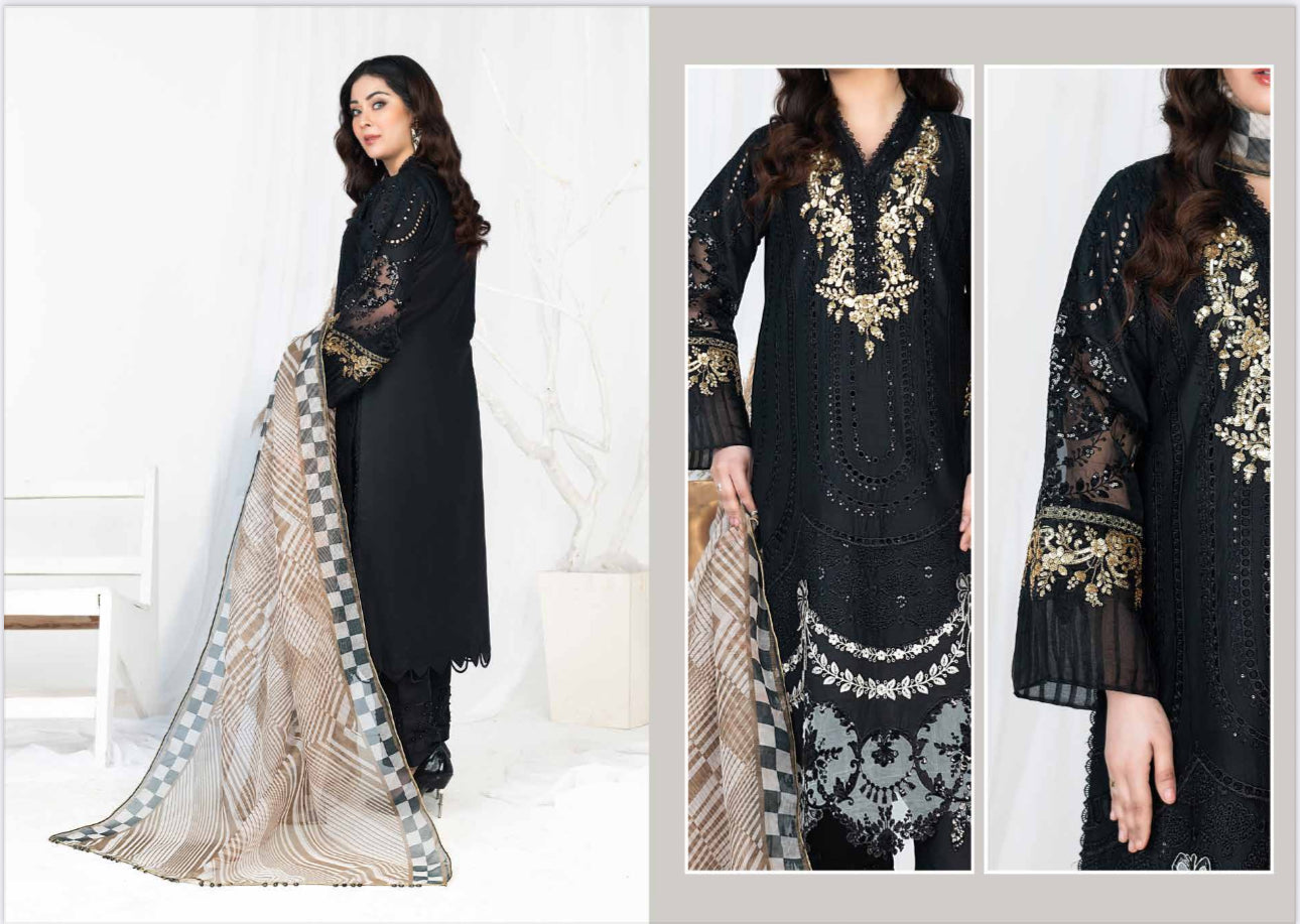 Traditional Pakistani Salwar Kameez by Saree Ghor Charlotte, vibrant ethnic wear for women with intricate embroidery and colorful fabric.