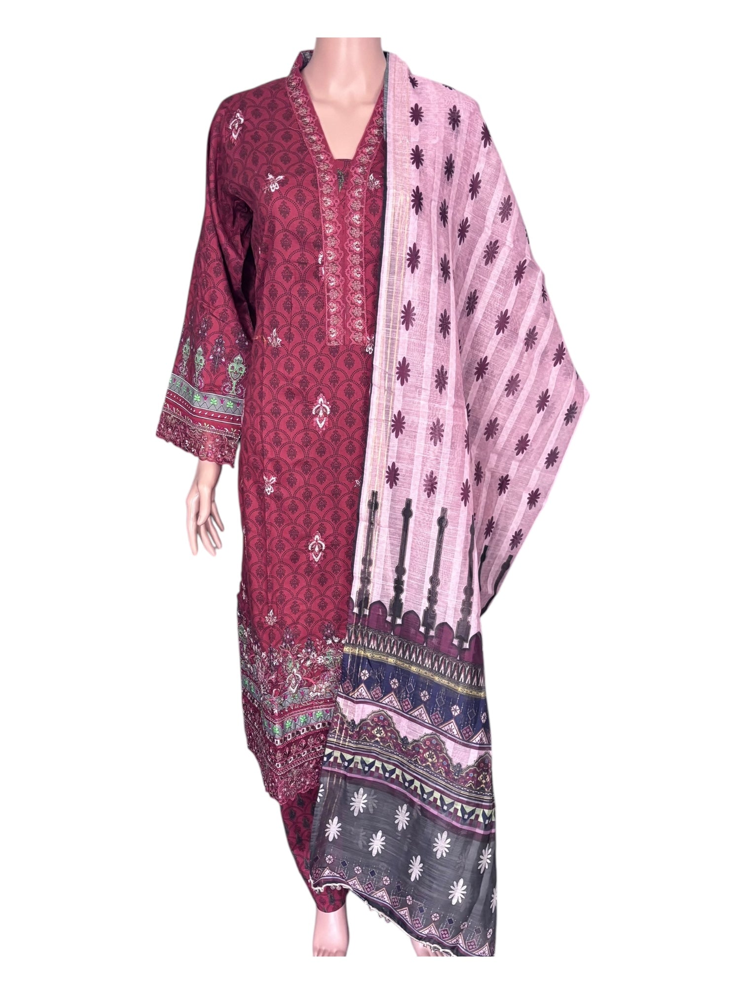 Traditional Pakistani Salwar Kameez by Saree Ghor Charlotte, vibrant ethnic wear for women in elegant fabric and intricate design.