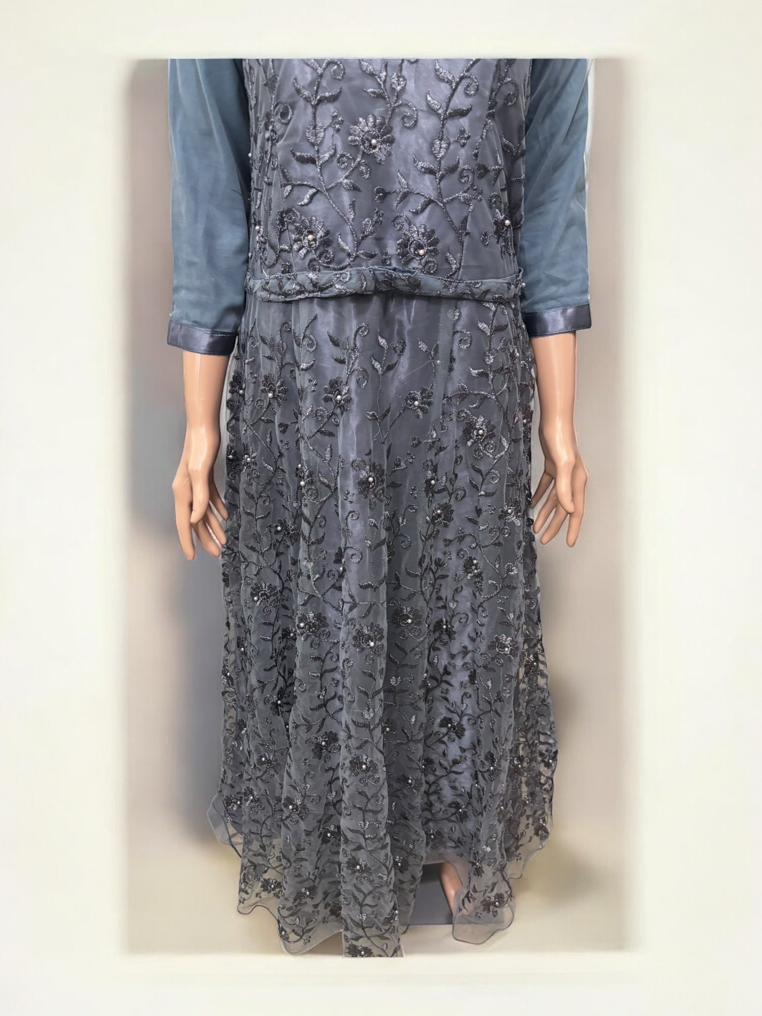 Traditional party wear gown in elegant salwar kameez style by Saree Ghor Charlotte, ethnic attire for women.