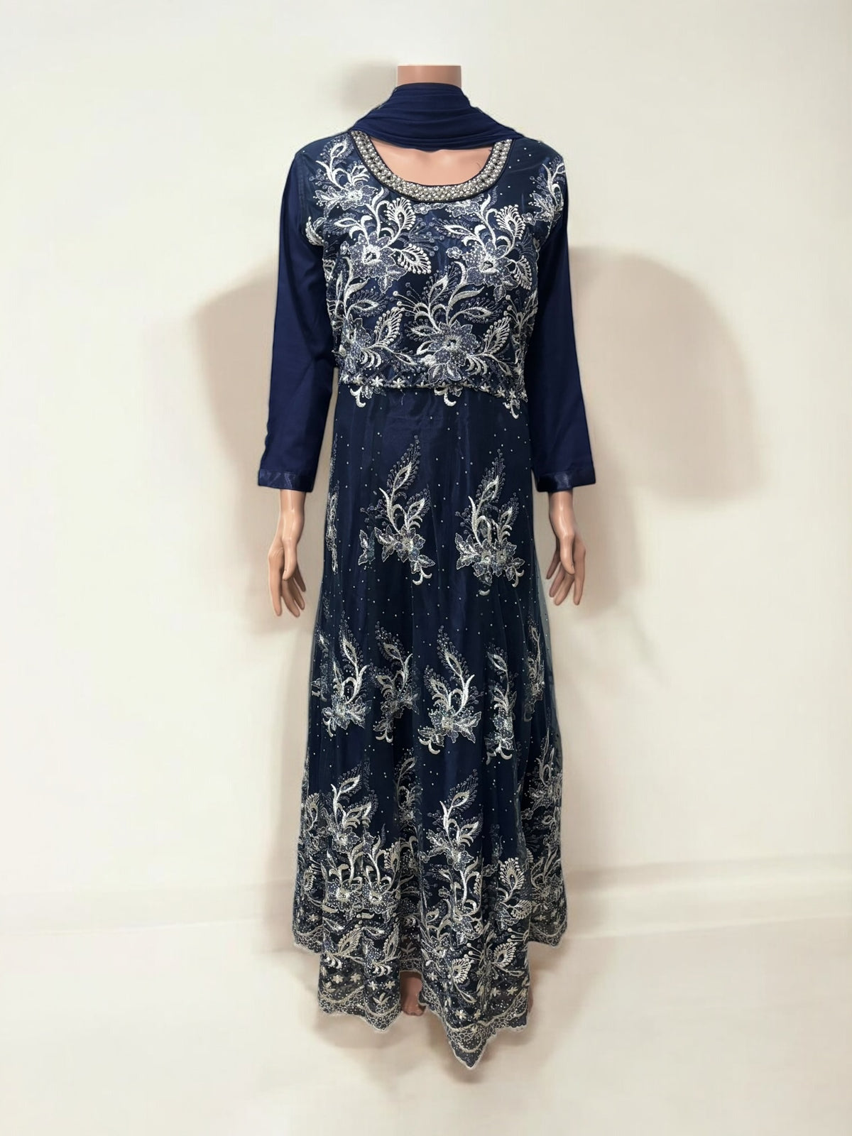 Traditional party wear gown by Saree Ghor Charlotte, ethnic Salwar Kameez for women, elegant cultural attire with intricate details.