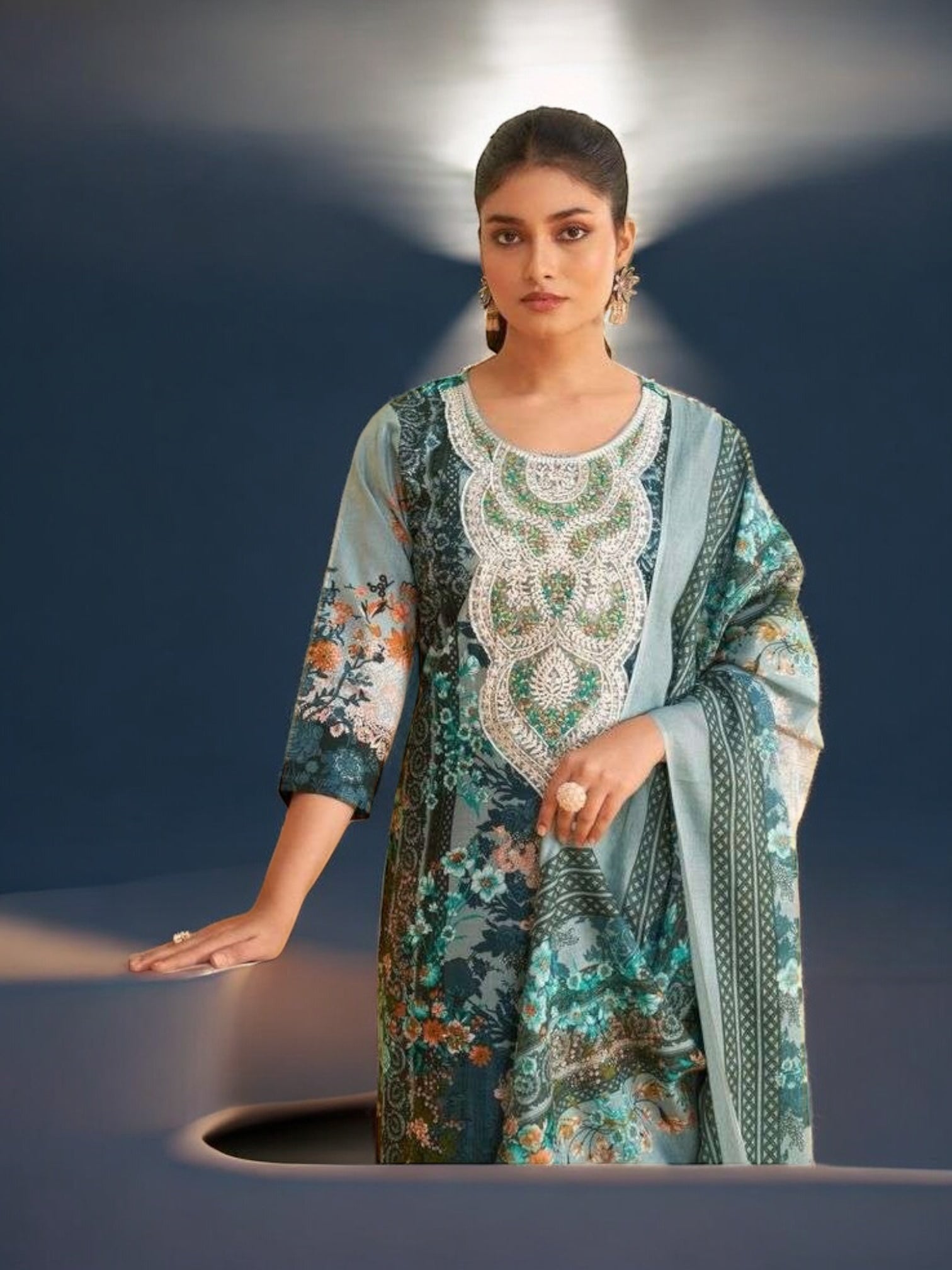 Traditional Salwar Kameez set by Saree Ghor Charlotte, women's ethnic wear with intricate embroidery and vibrant colors.