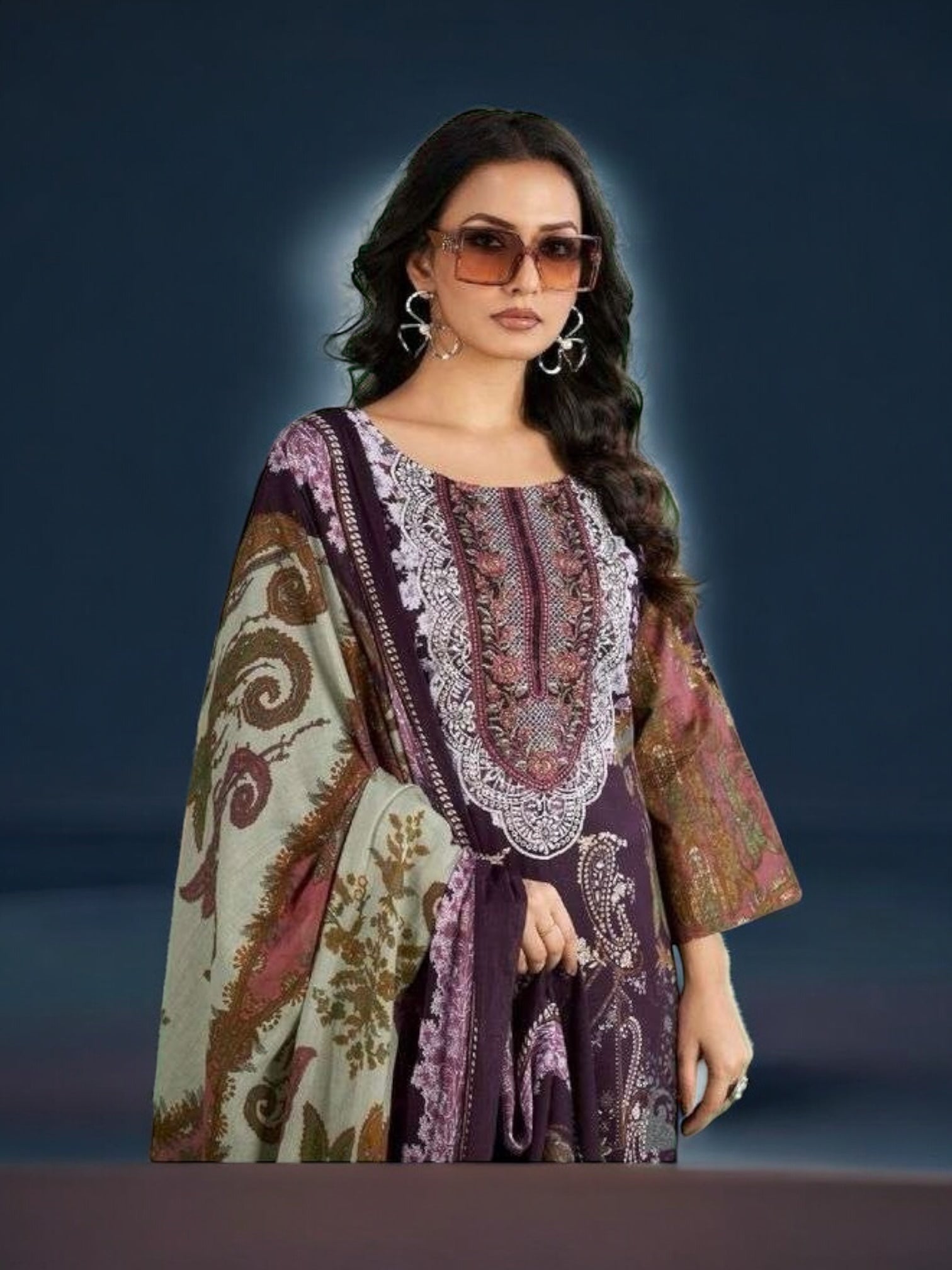 Traditional Salwar Kameez set by Saree Ghor Charlotte, ethnic women's wear featuring intricate embroidery and vibrant fabric.