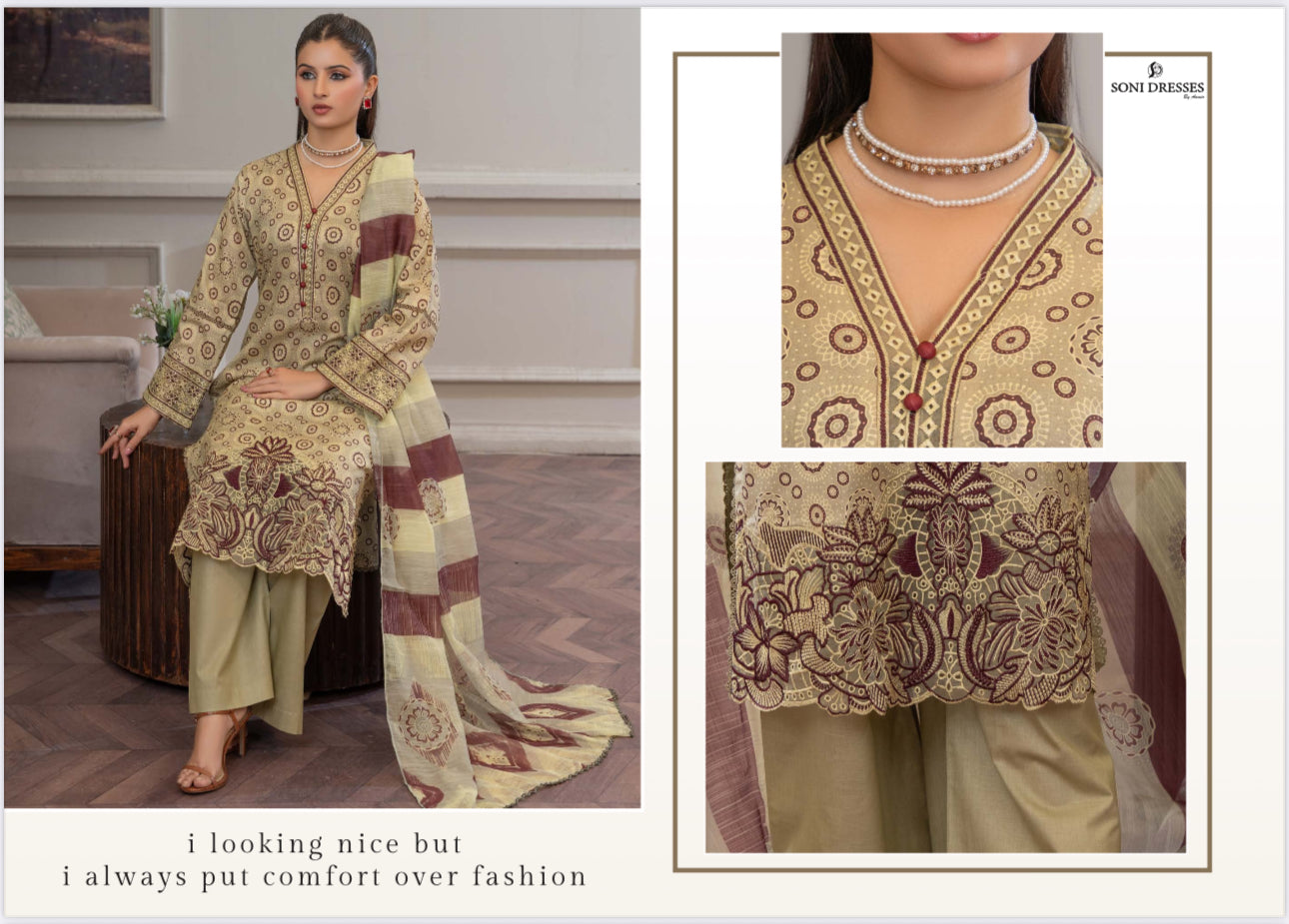 Pakistani Salwar Kameez set by Saree Ghor Charlotte featuring traditional ethnic wear for women with vibrant fabric and intricate design.