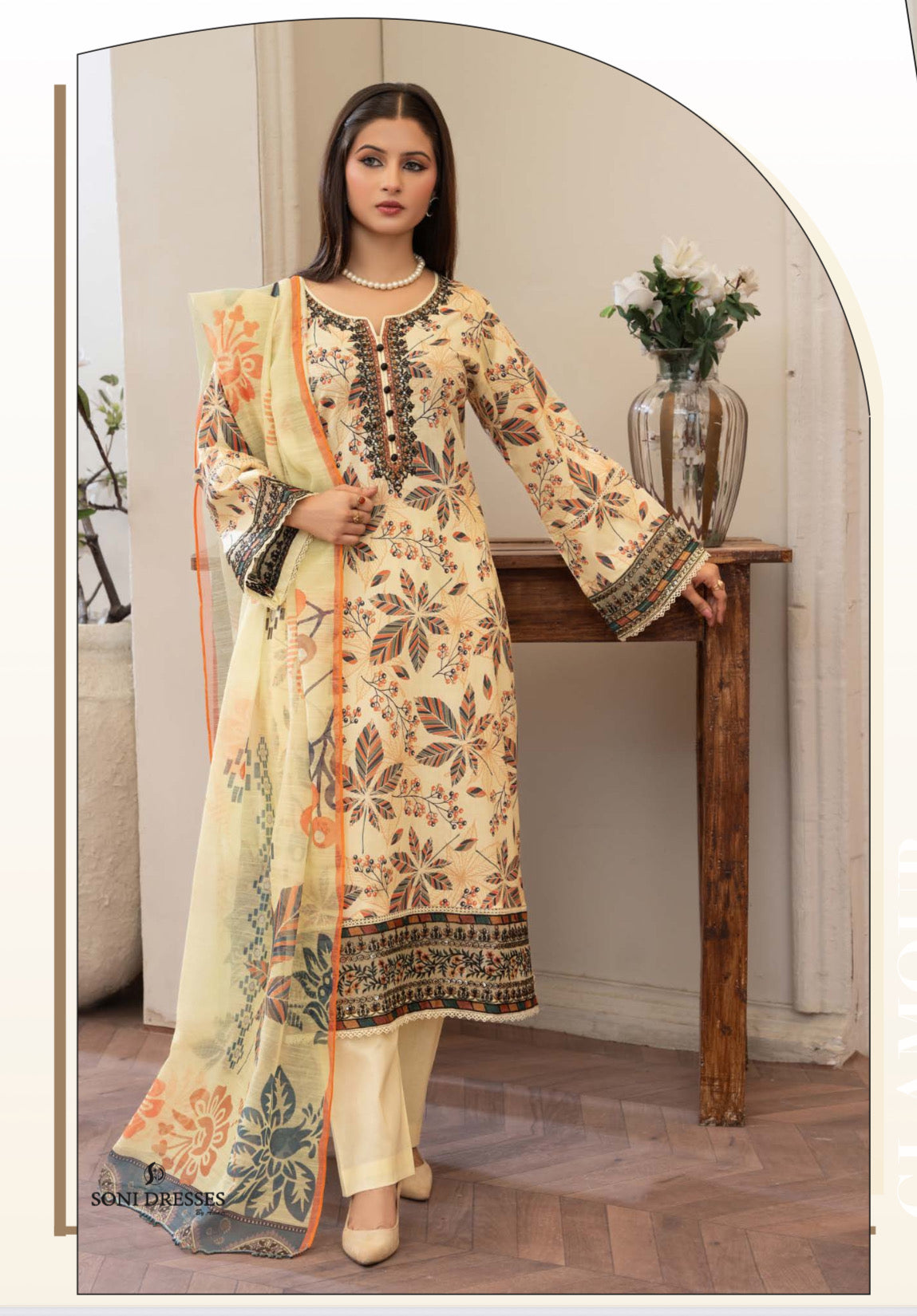 Pakistani Salwar Kameez set by Saree Ghor Charlotte, traditional ethnic wear for women, detailed fabric and vibrant design