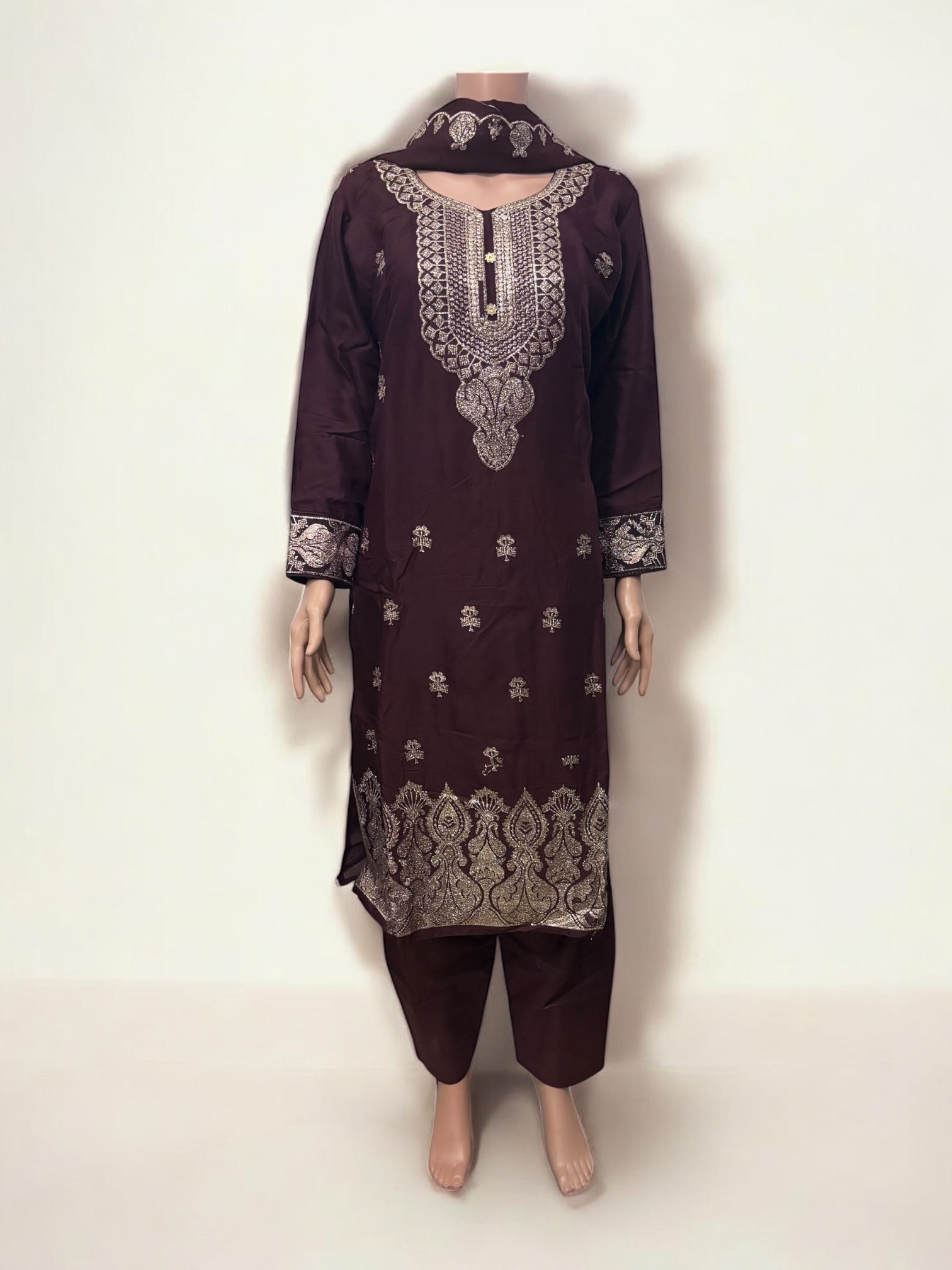 Traditional Saree Ghor Charlotte Salwar Kameez set for women, ethnic wear with intricate design and vibrant colors.
