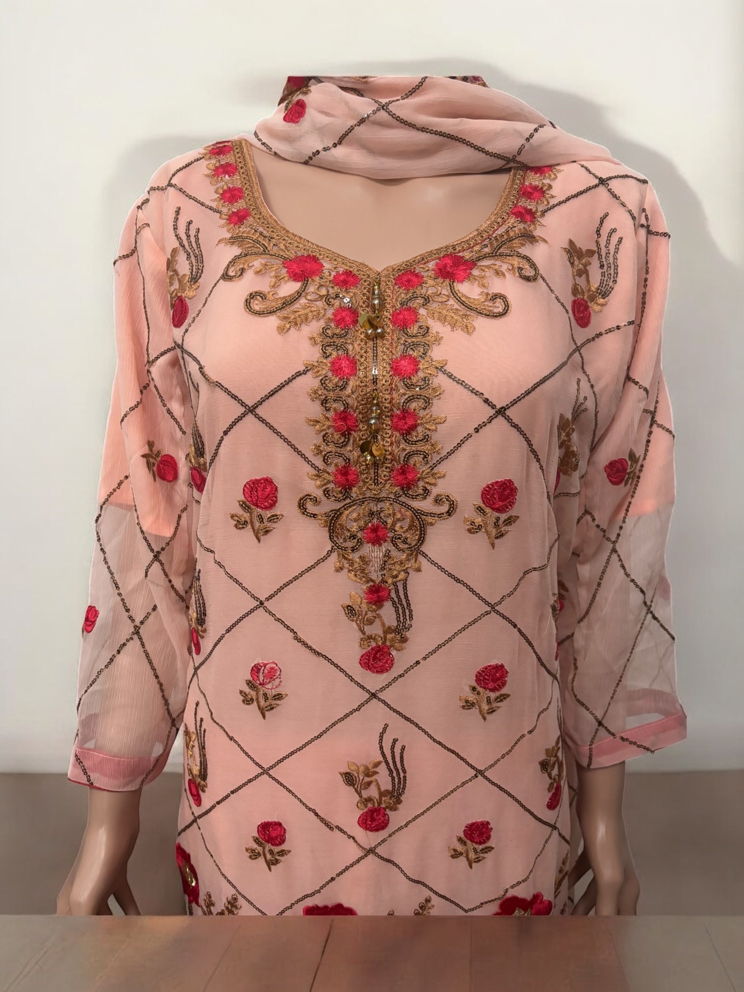 Traditional Saree Ghor Charlotte Salwar Kameez set for women, ethnic wear featuring intricate design and vibrant colors.