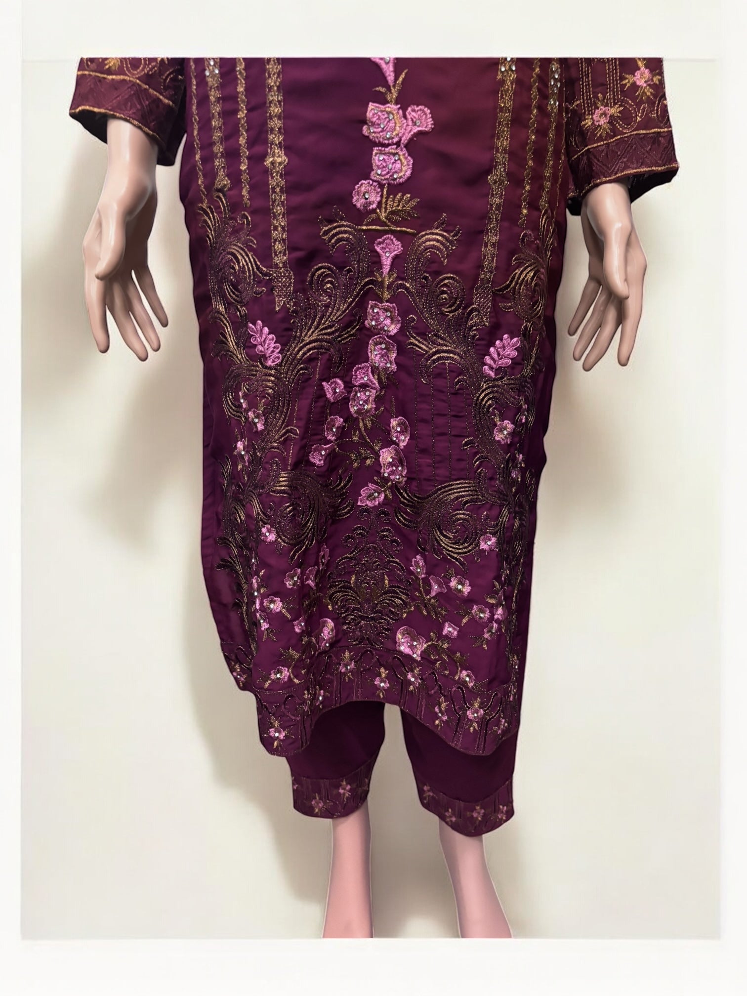 Traditional Saree Ghor Charlotte Salwar Kameez set for women, ethnic wear with intricate design, cultural attire.
