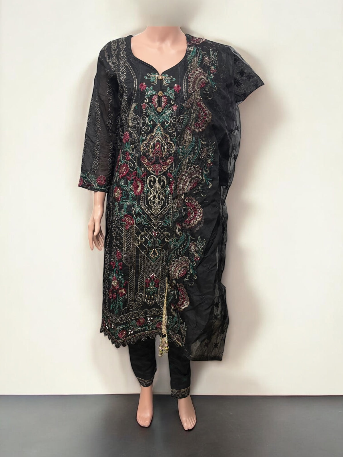Traditional Salwar Kameez set by Saree Ghor Charlotte, ethnic wear for women with intricate patterns and vibrant colors.