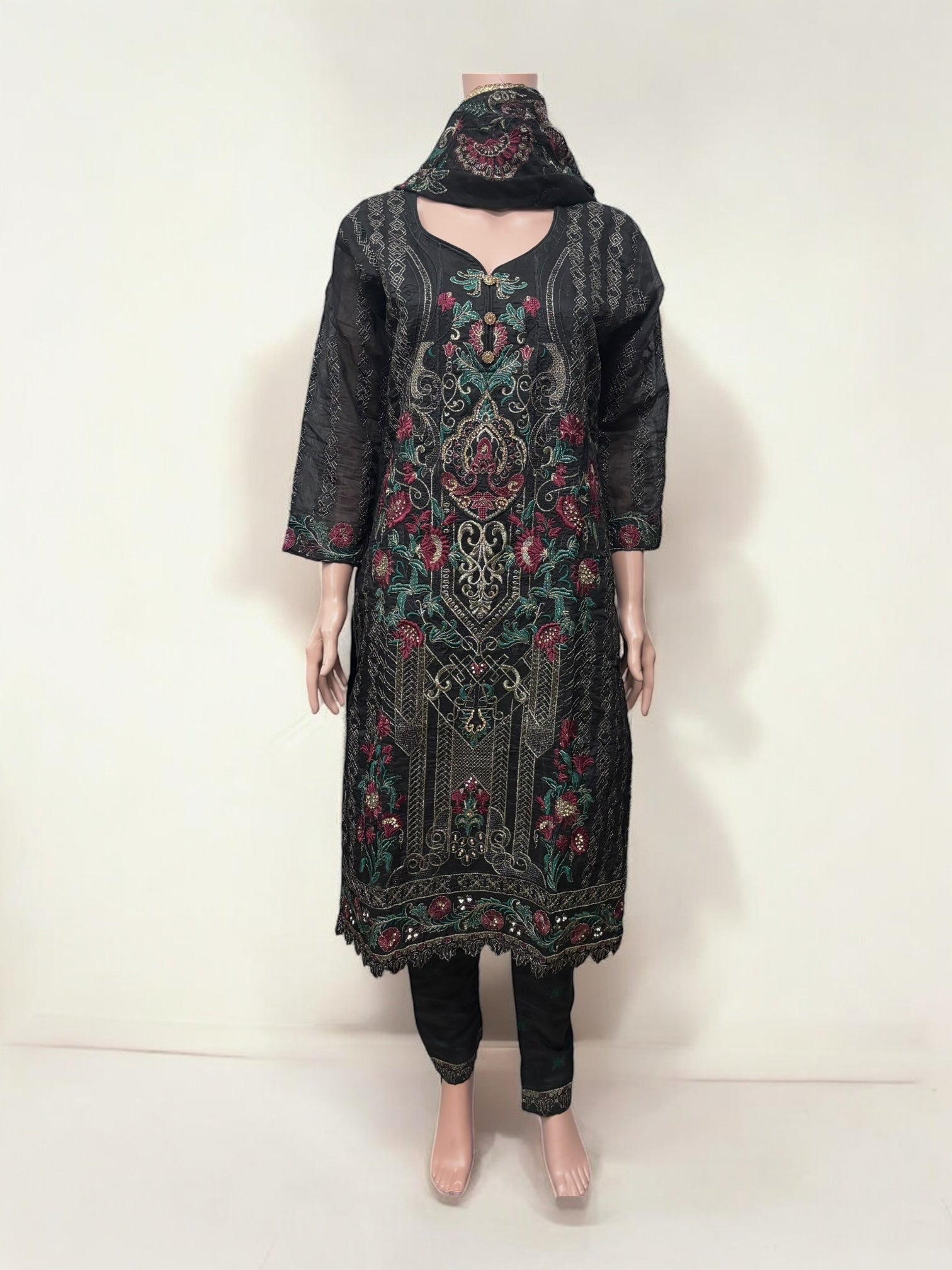 Traditional Saree Ghor Charlotte Salwar Kameez set for women, ethnic wear with intricate designs and vibrant colors.